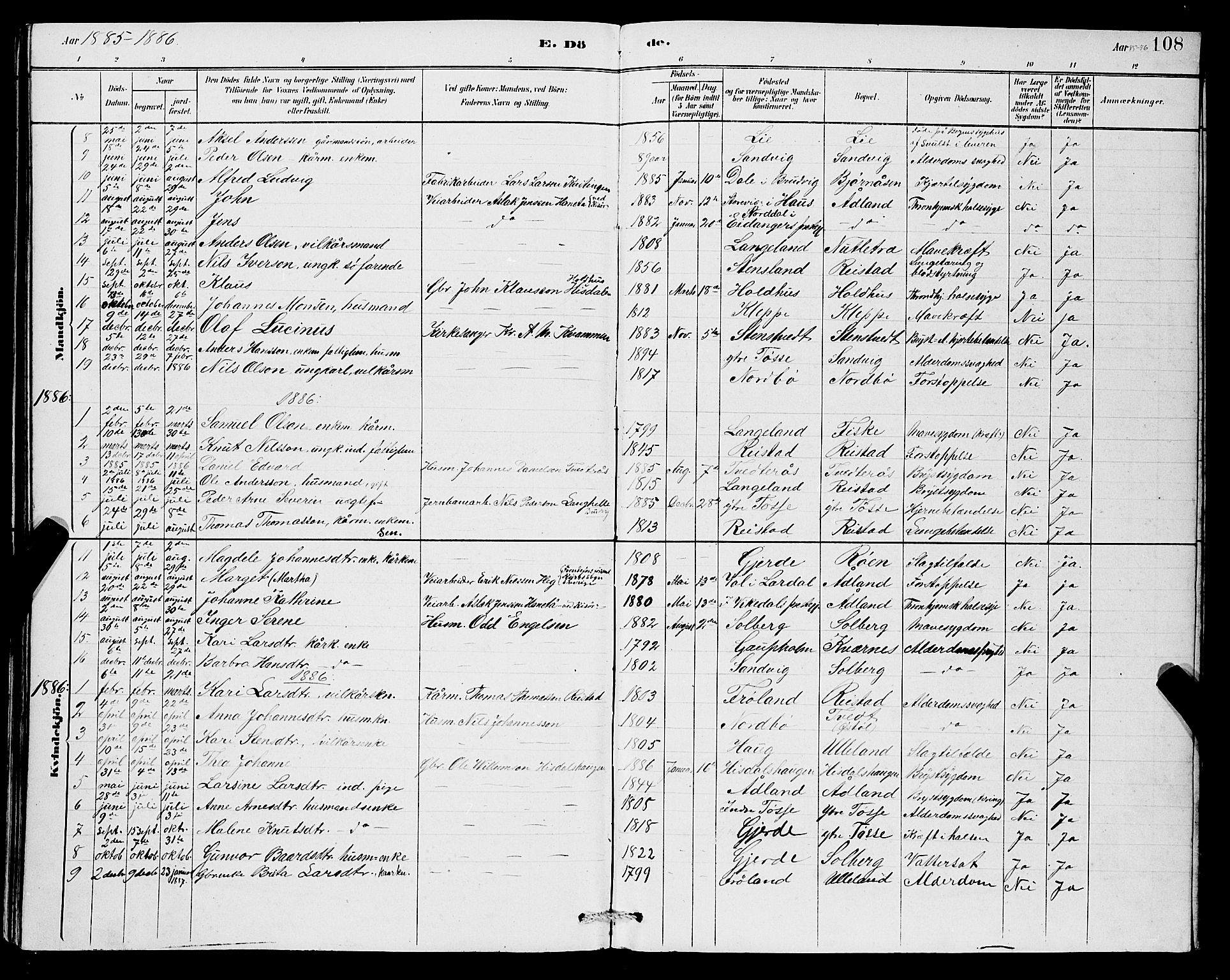 Samnanger Sokneprestembete, AV/SAB-A-77501/H/Hab: Parish register (copy) no. A 2, 1879-1897, p. 108