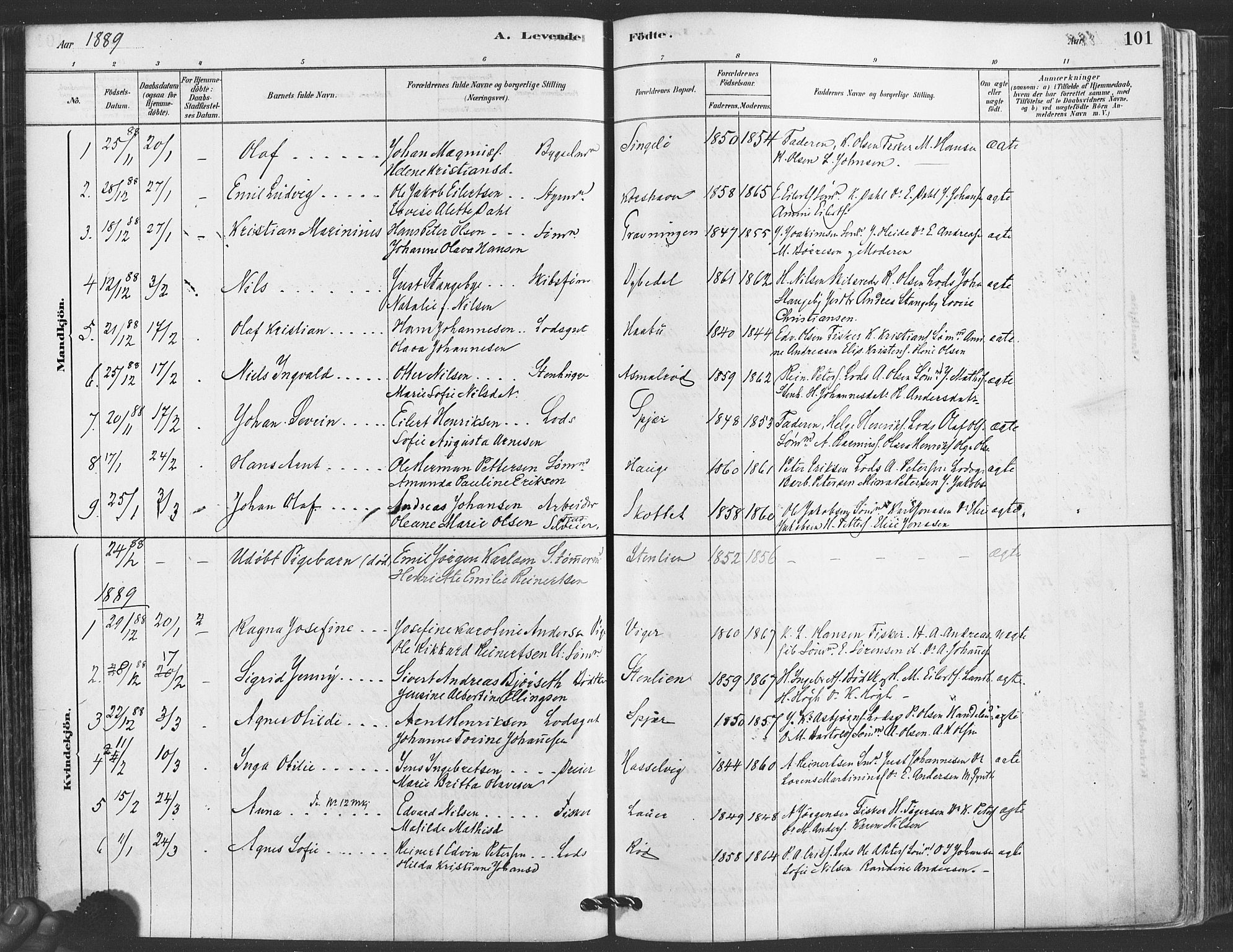 Hvaler prestekontor Kirkebøker, SAO/A-2001/F/Fa/L0008: Parish register (official) no. I 8, 1878-1895, p. 101