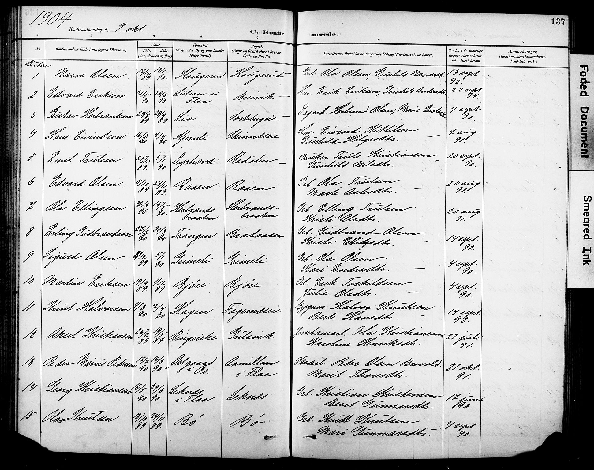 Krødsherad kirkebøker, SAKO/A-19/G/Ga/L0002: Parish register (copy) no. 2, 1894-1918, p. 137