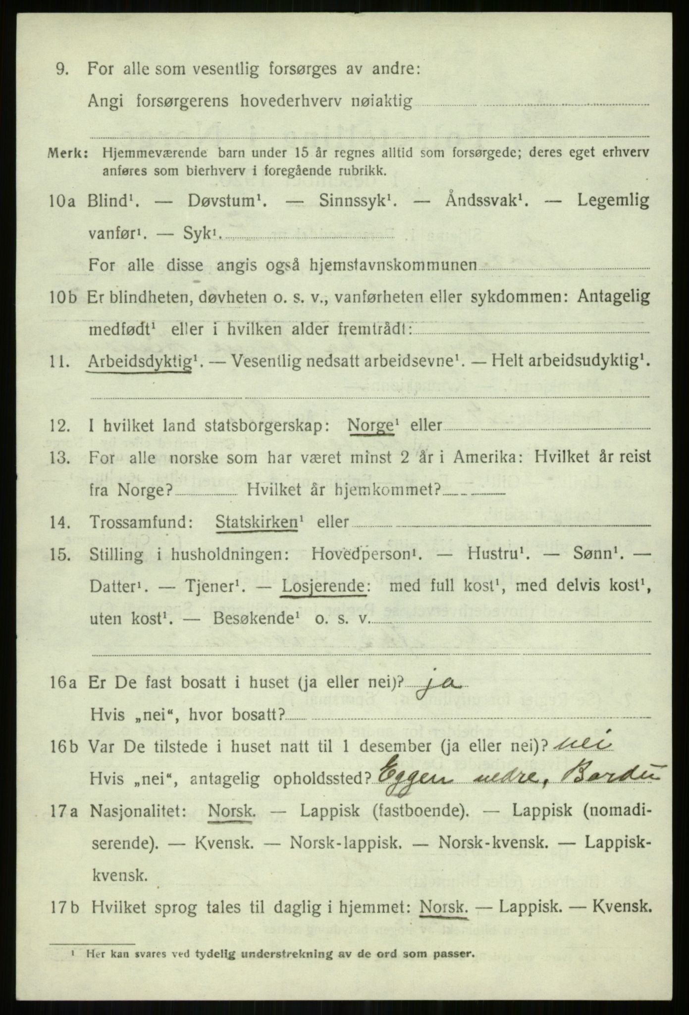 SATØ, 1920 census for Bardu, 1920, p. 2839