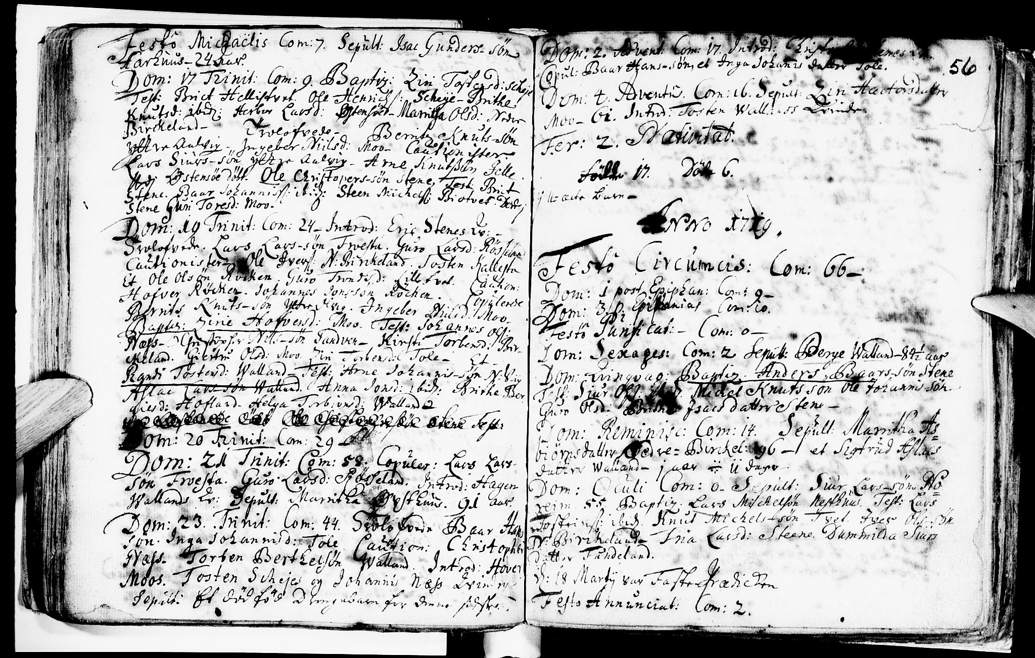 Kvam sokneprestembete, AV/SAB-A-76201/H/Haa: Parish register (official) no. A 2, 1696-1741, p. 56