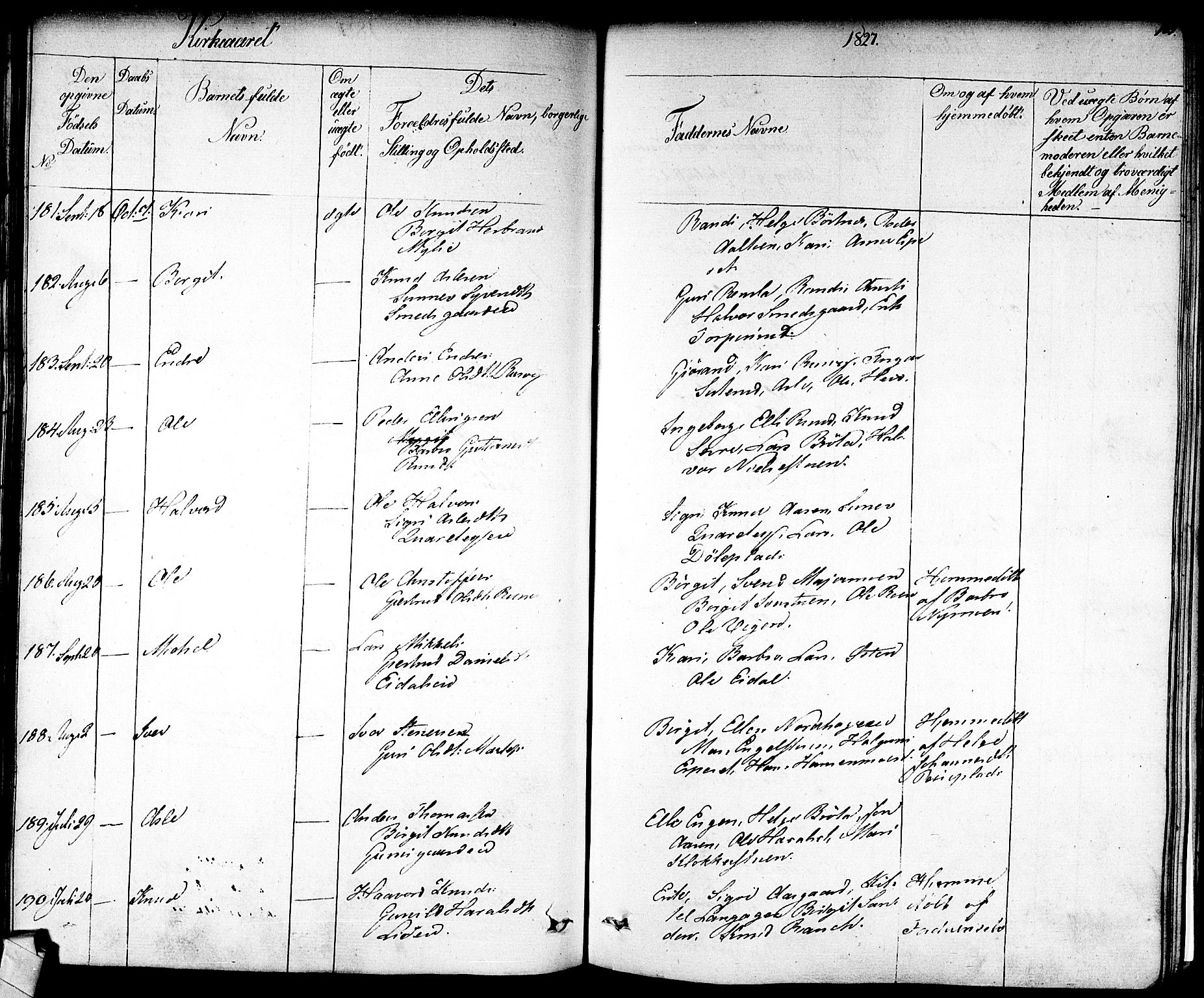 Nes kirkebøker, AV/SAKO-A-236/F/Fa/L0008: Parish register (official) no. 8, 1824-1834, p. 184-185