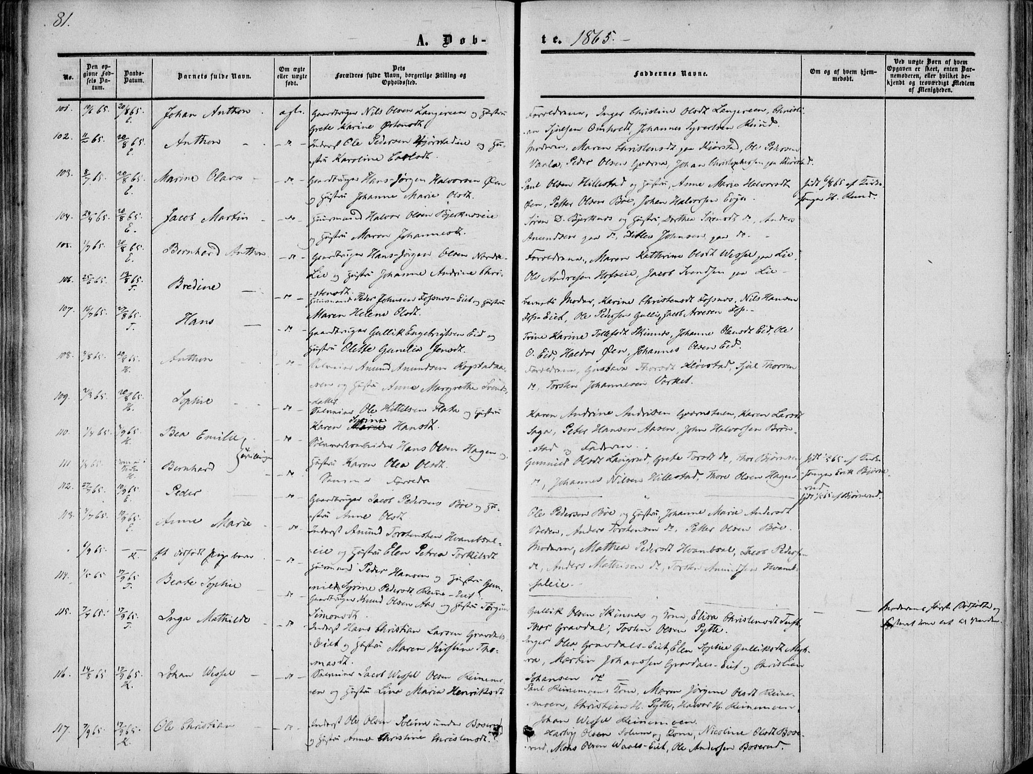 Sandsvær kirkebøker, AV/SAKO-A-244/F/Fa/L0006: Parish register (official) no. I 6, 1857-1868, p. 81