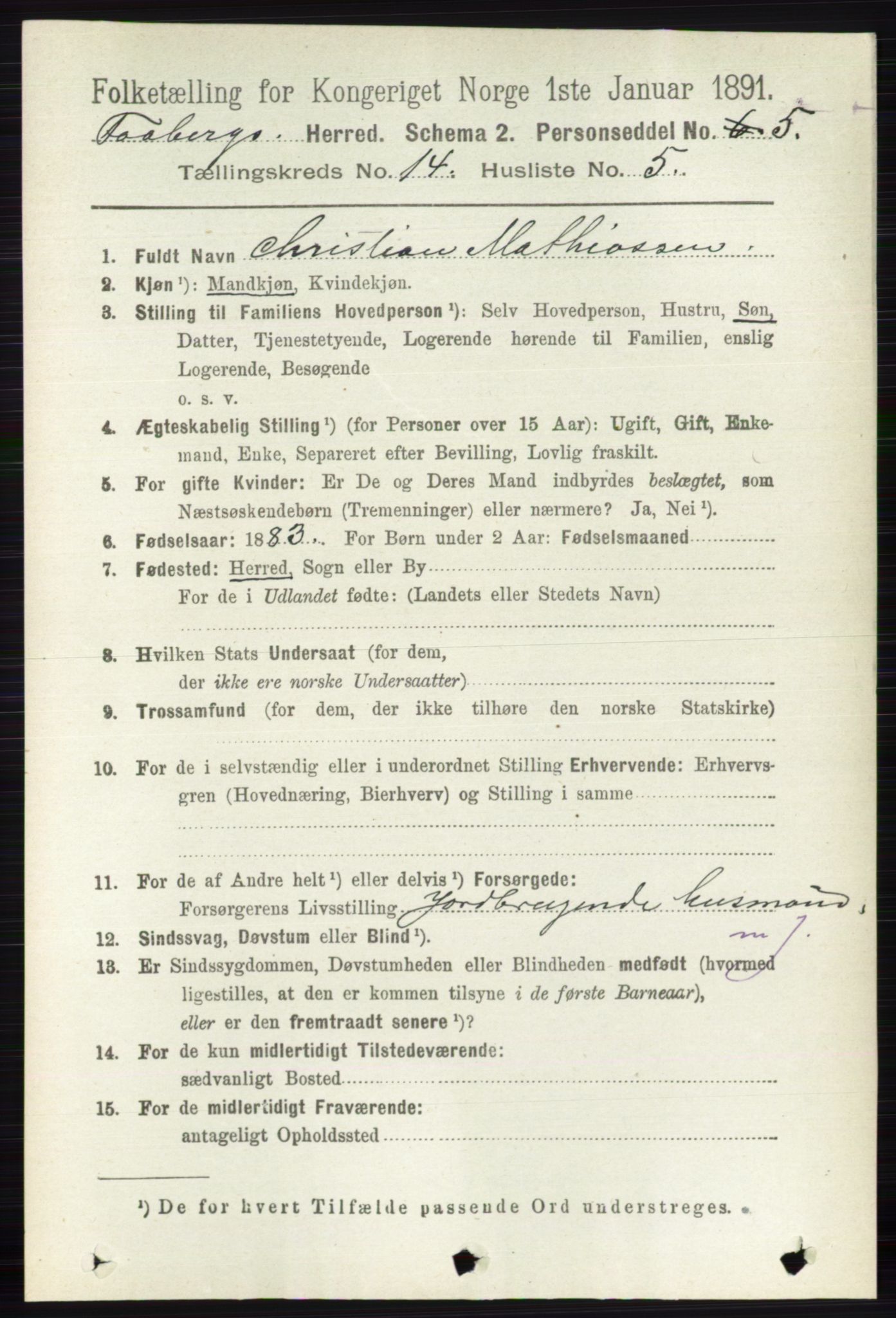 RA, 1891 census for 0524 Fåberg, 1891, p. 5674