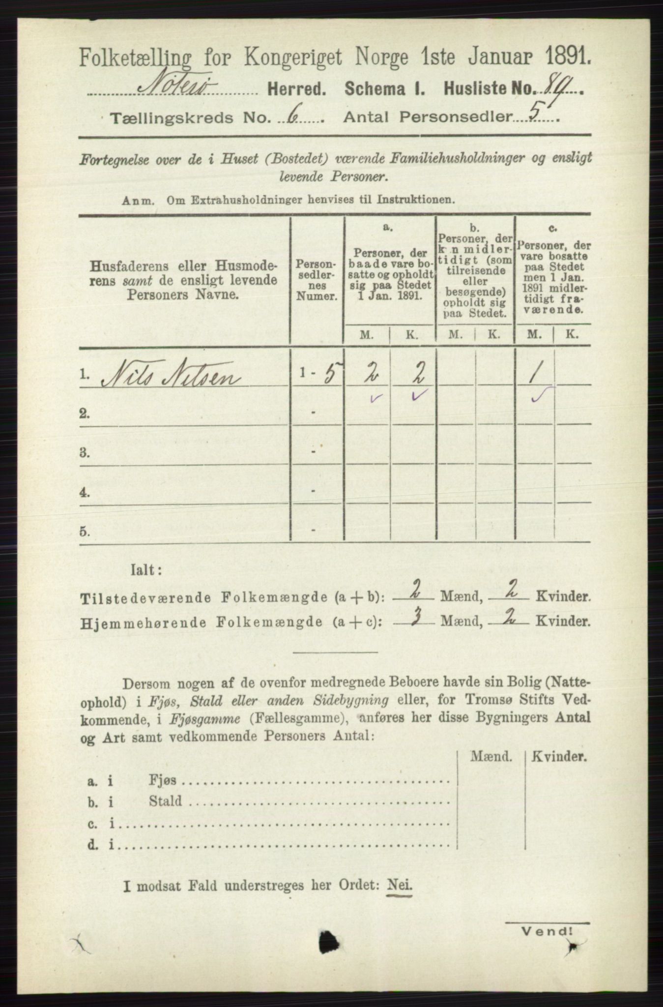 RA, 1891 census for 0722 Nøtterøy, 1891, p. 2838