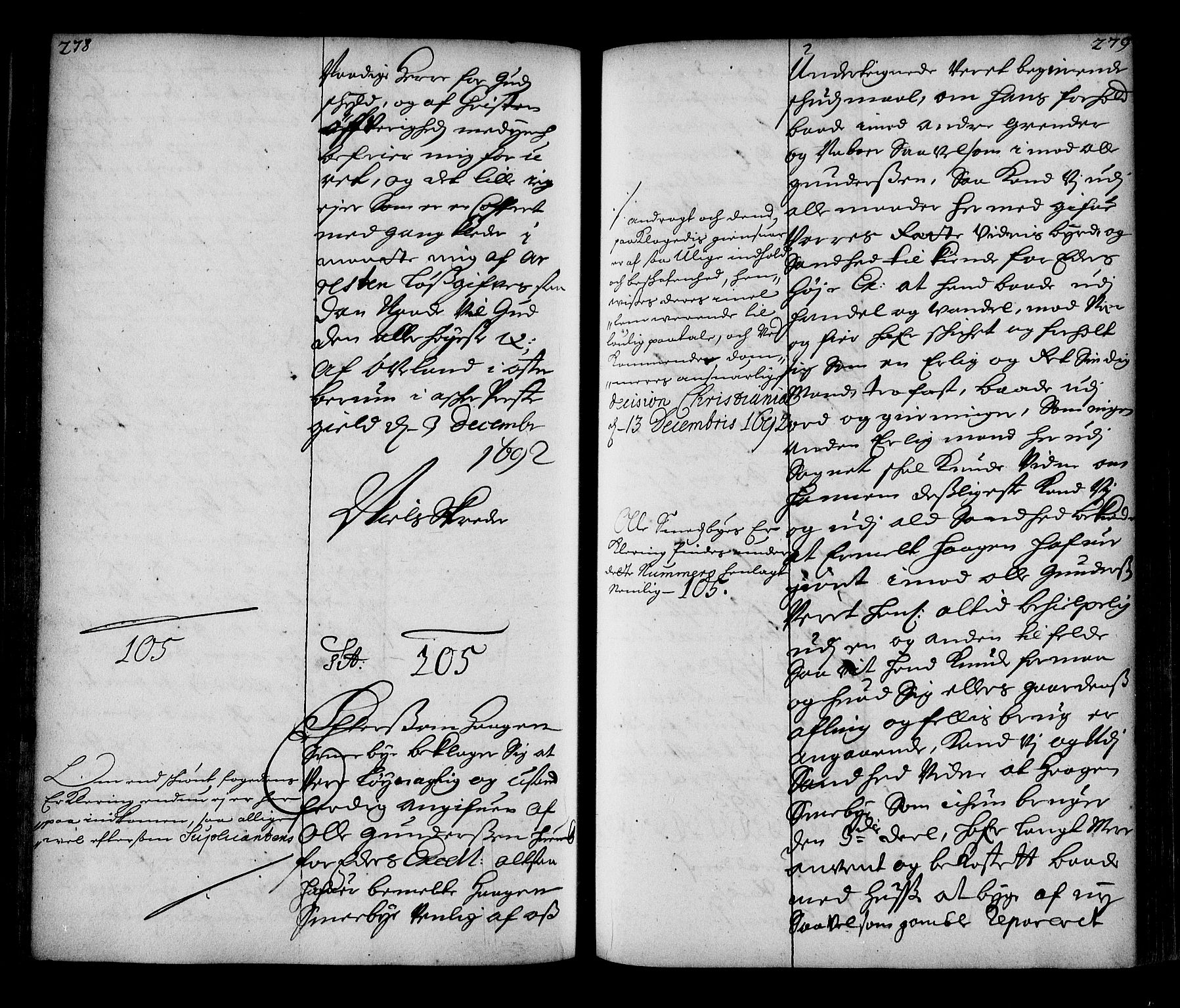 Stattholderembetet 1572-1771, AV/RA-EA-2870/Ae/L0010: Supplikasjons- og resolusjonsprotokoll, 1692-1693, p. 278-279