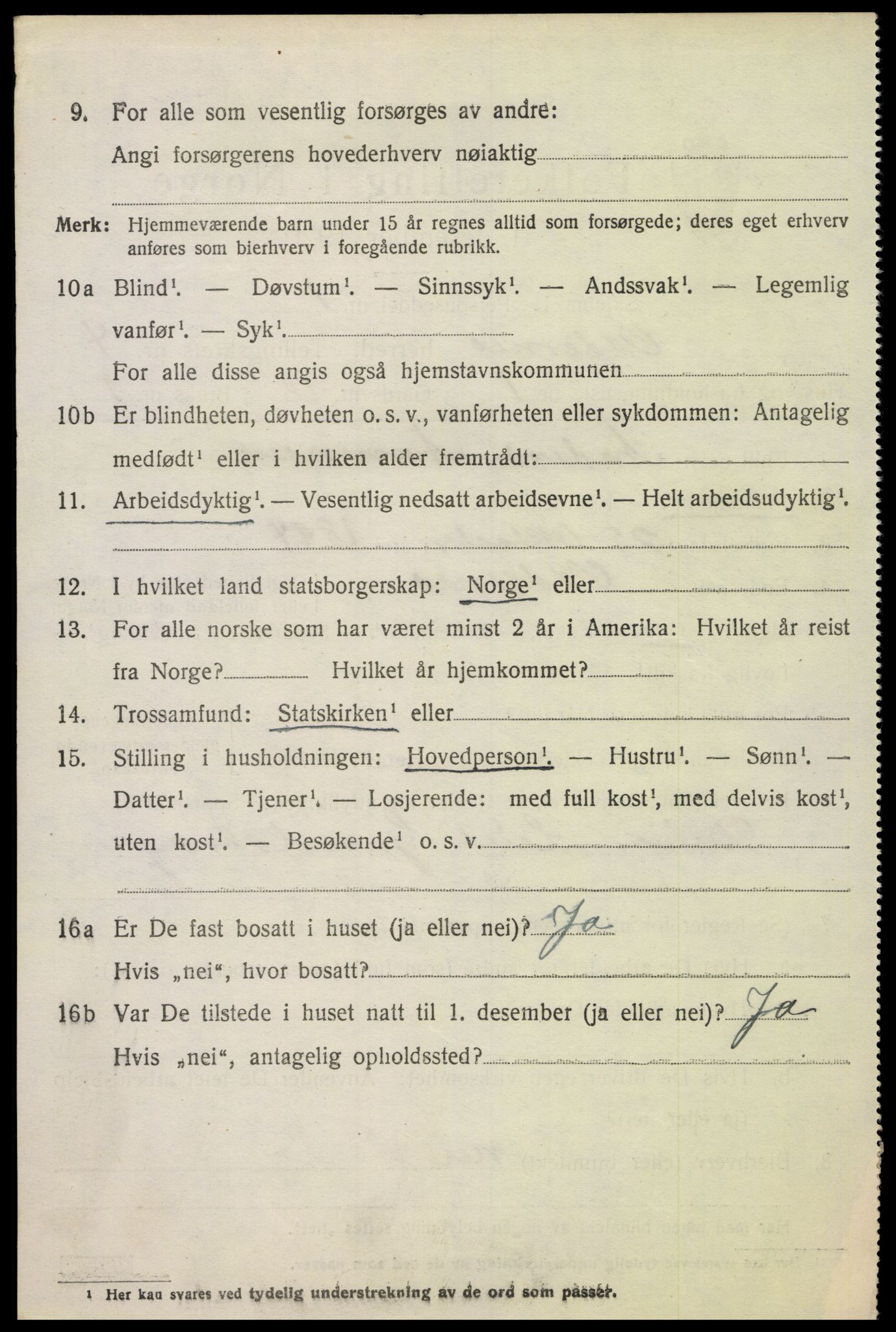 SAK, 1920 census for Oddernes, 1920, p. 4060