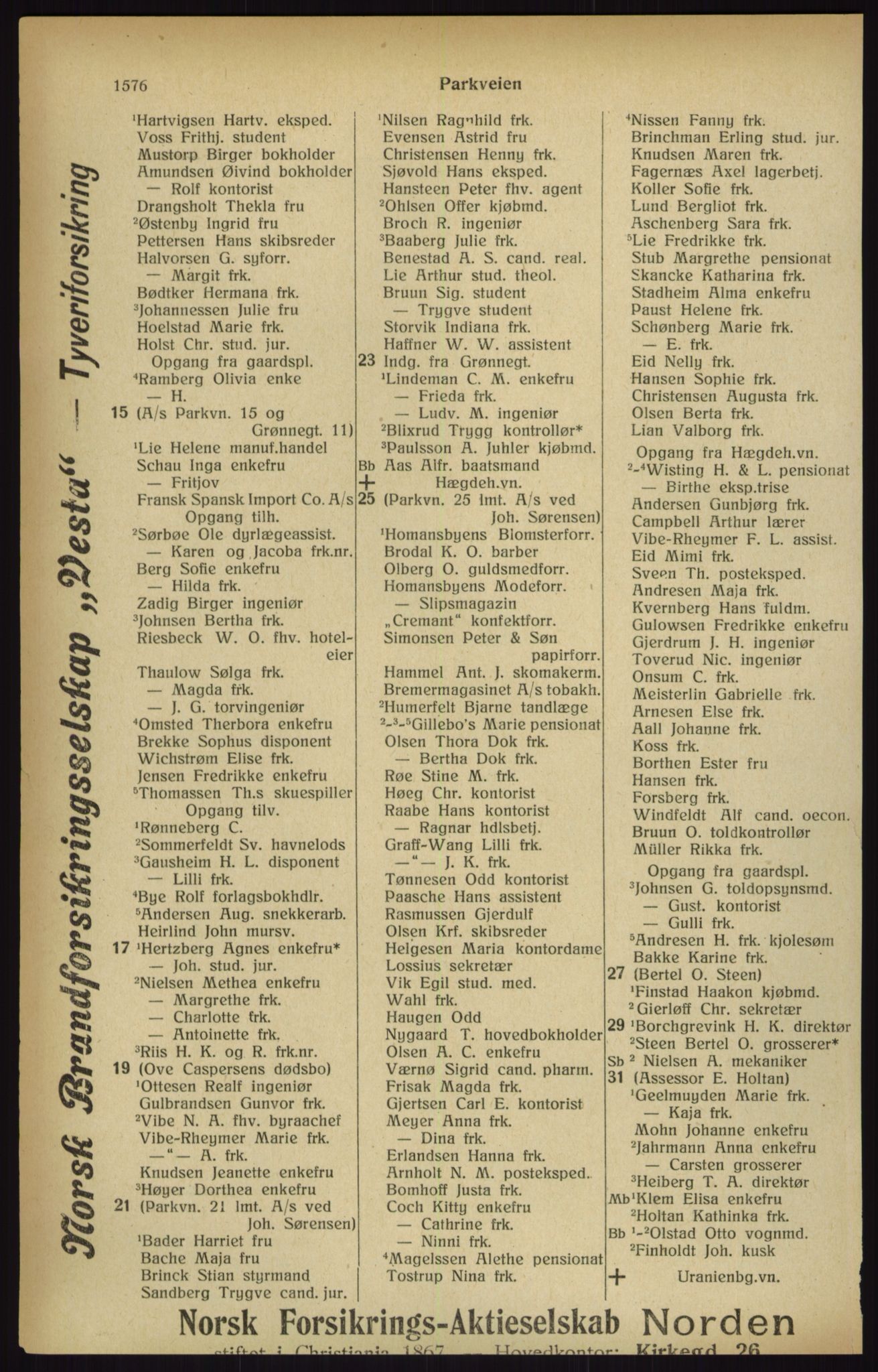 Kristiania/Oslo adressebok, PUBL/-, 1916, p. 1576