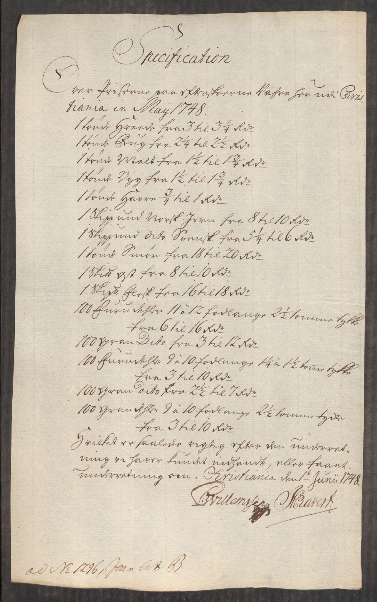 Rentekammeret inntil 1814, Realistisk ordnet avdeling, RA/EA-4070/Oe/L0003: [Ø1]: Priskuranter, 1745-1748, p. 718