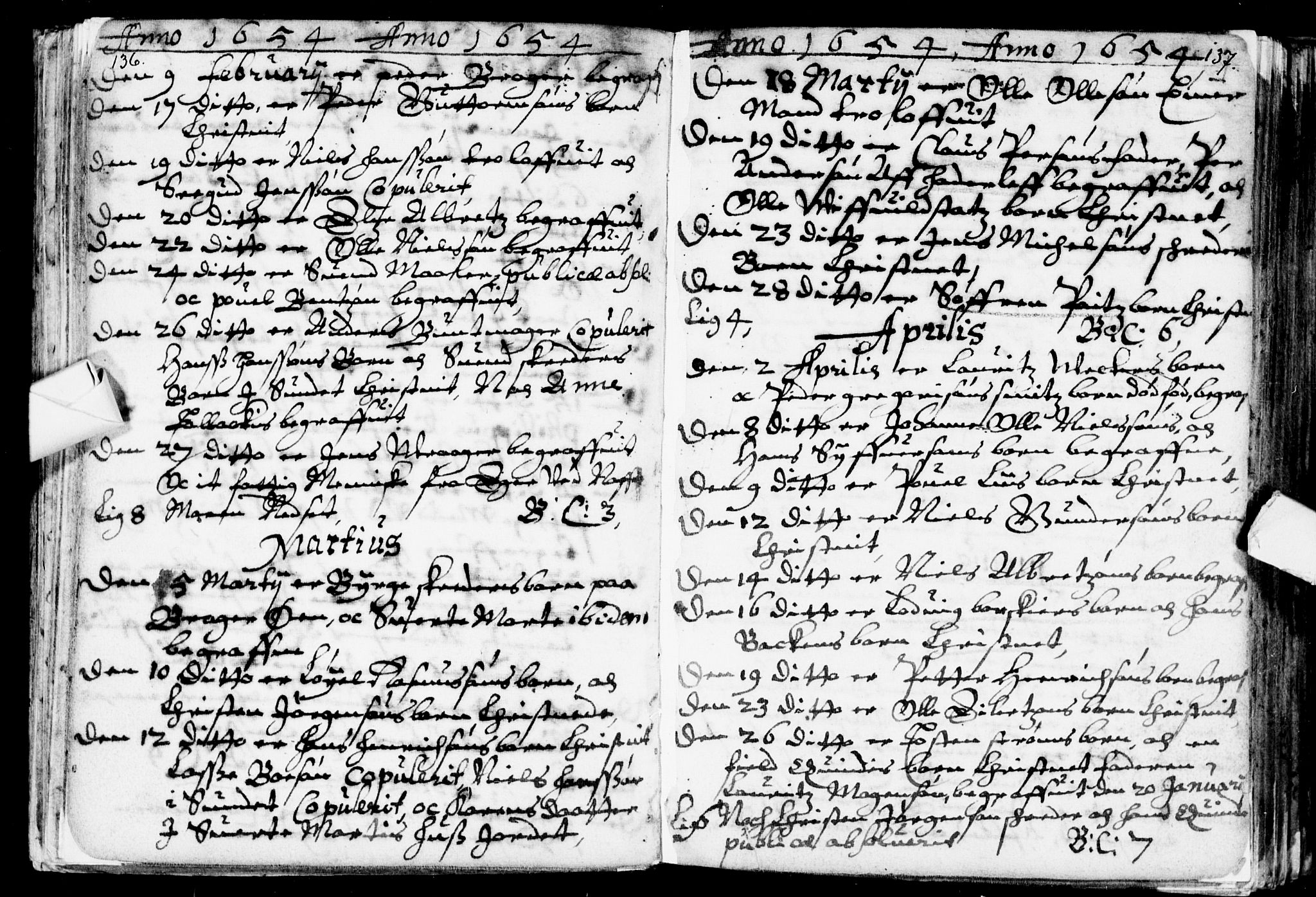 Bragernes kirkebøker, AV/SAKO-A-6/F/Fa/L0001: Parish register (official) no. I 1, 1634-1662, p. 136-137
