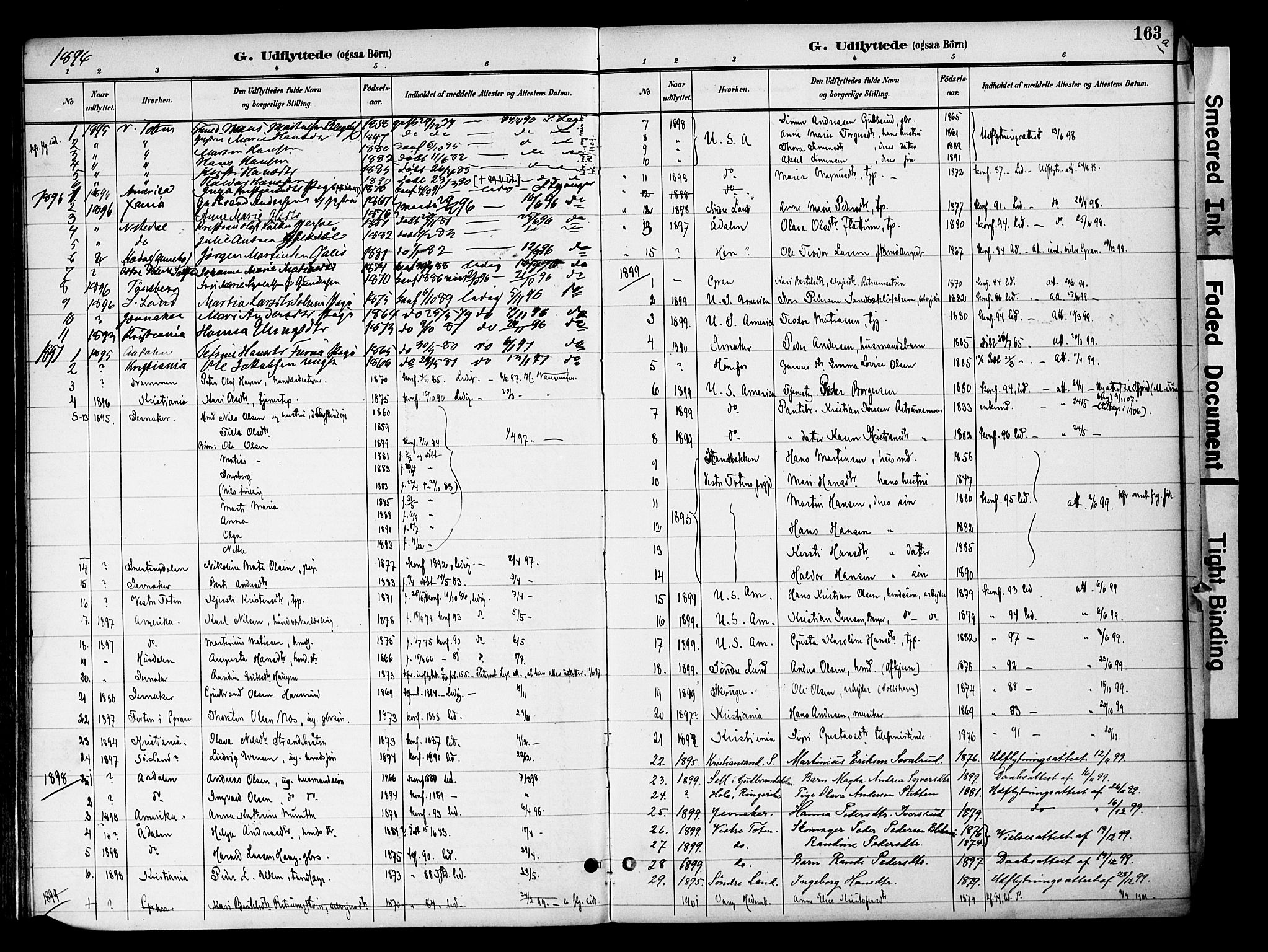 Gran prestekontor, SAH/PREST-112/H/Ha/Haa/L0020: Parish register (official) no. 20, 1889-1899, p. 163