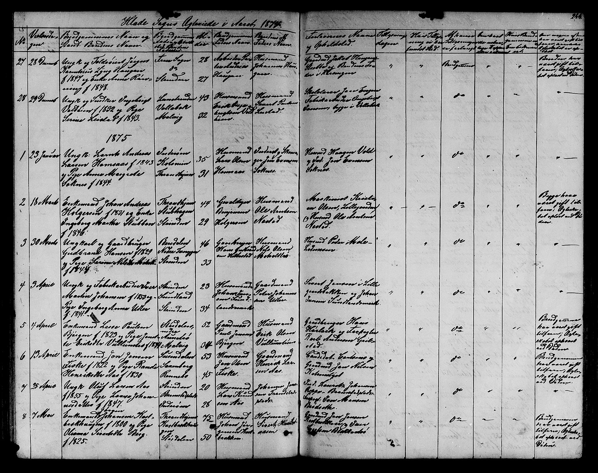 Ministerialprotokoller, klokkerbøker og fødselsregistre - Sør-Trøndelag, SAT/A-1456/606/L0311: Parish register (copy) no. 606C07, 1860-1877, p. 244