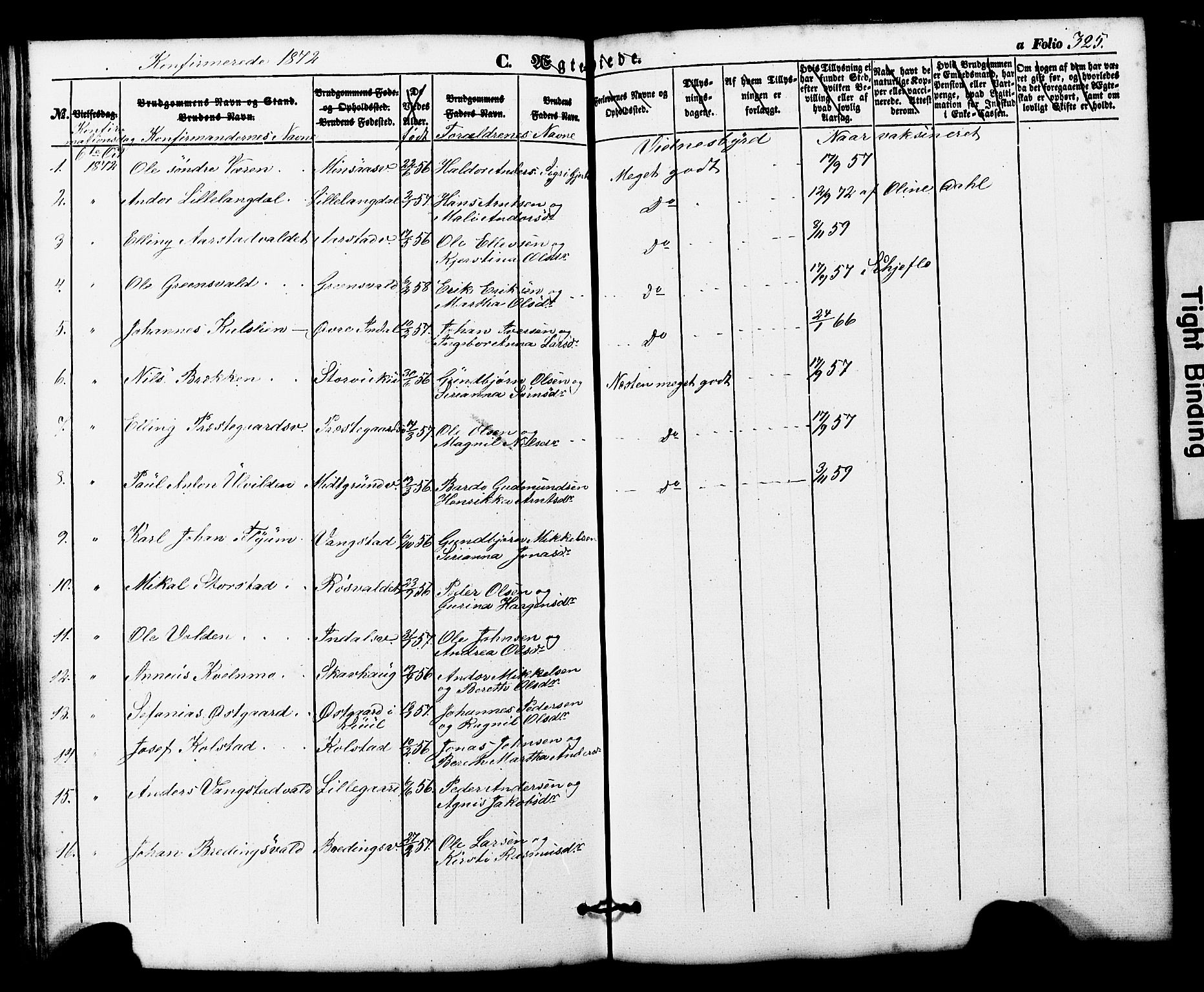 Ministerialprotokoller, klokkerbøker og fødselsregistre - Nord-Trøndelag, SAT/A-1458/724/L0268: Parish register (copy) no. 724C04, 1846-1878, p. 325