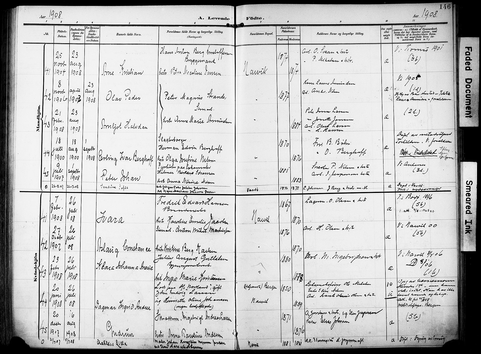 Ministerialprotokoller, klokkerbøker og fødselsregistre - Nordland, SAT/A-1459/871/L0994: Parish register (official) no. 871A10, 1902-1910, p. 146