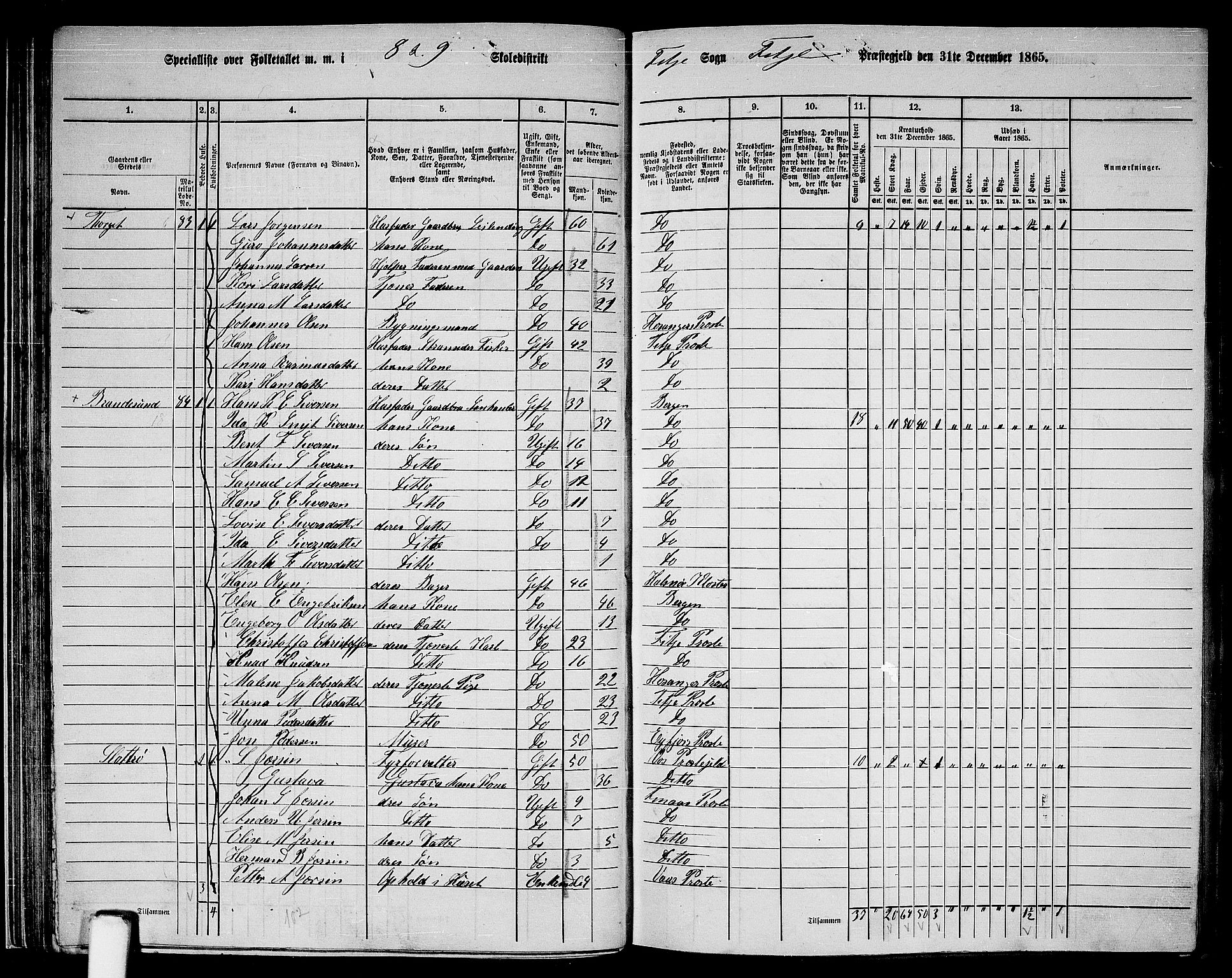 RA, 1865 census for Fitjar, 1865, p. 48