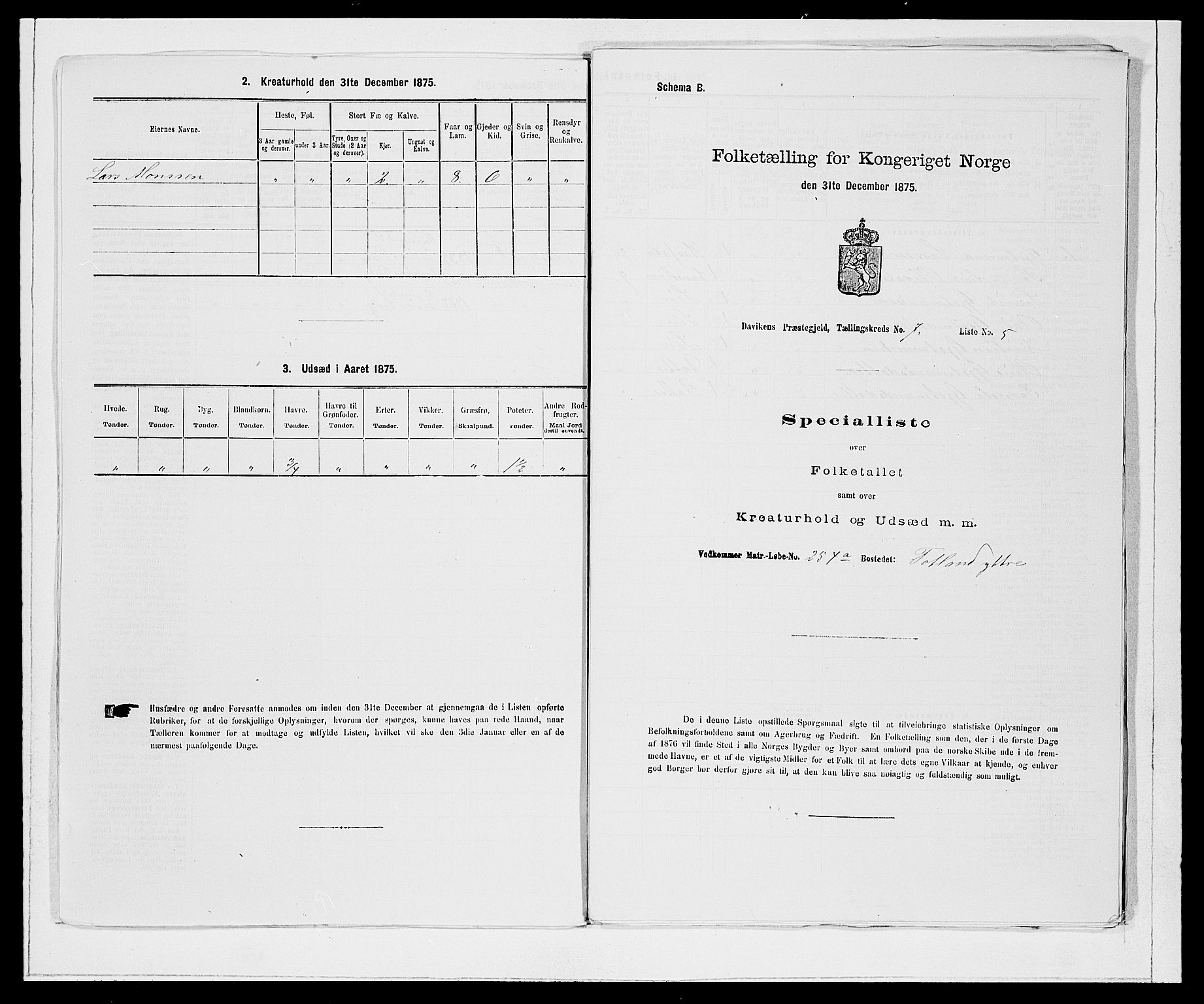 SAB, 1875 Census for 1442P Davik, 1875, p. 887