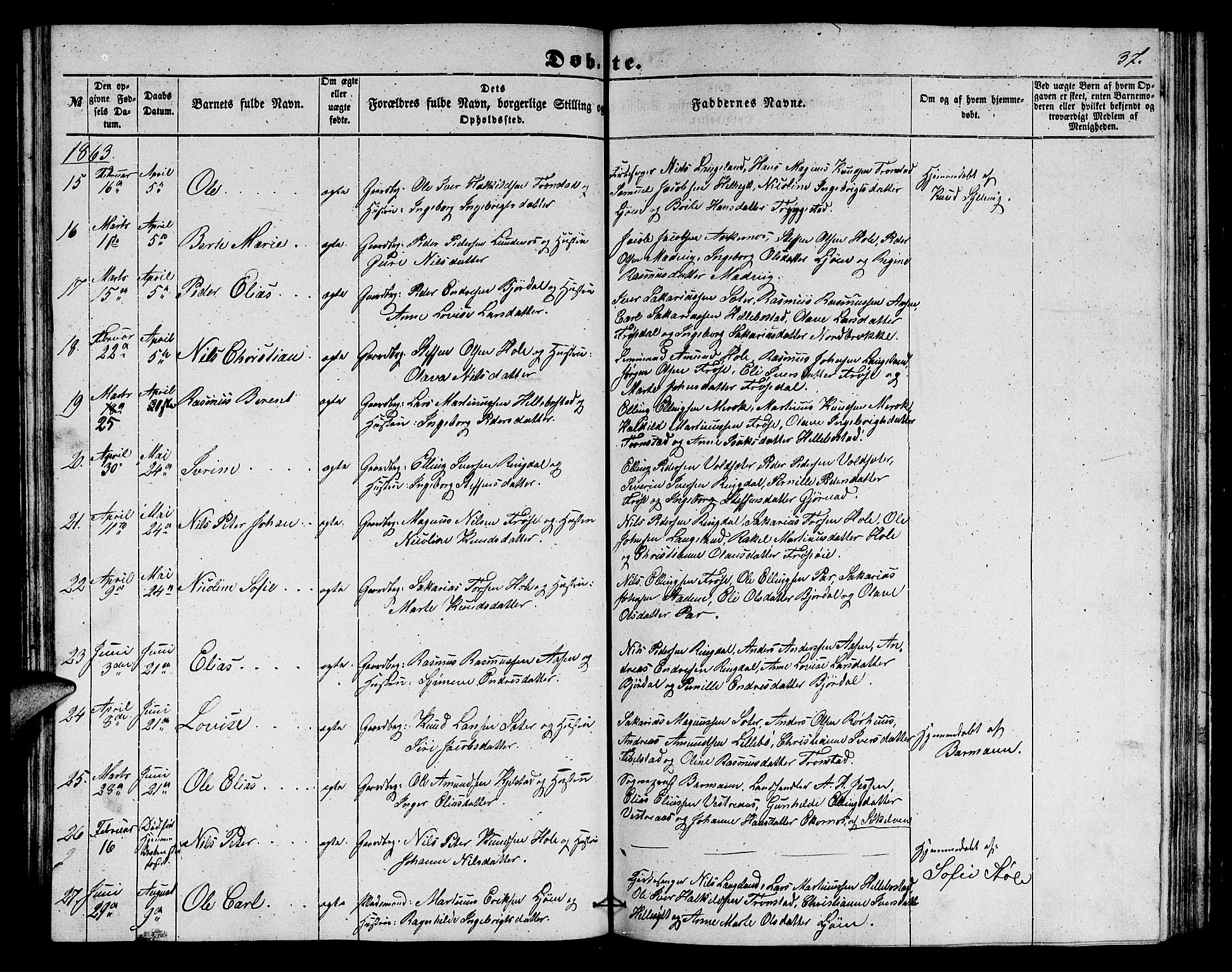 Ministerialprotokoller, klokkerbøker og fødselsregistre - Møre og Romsdal, AV/SAT-A-1454/517/L0228: Parish register (copy) no. 517C01, 1854-1865, p. 37