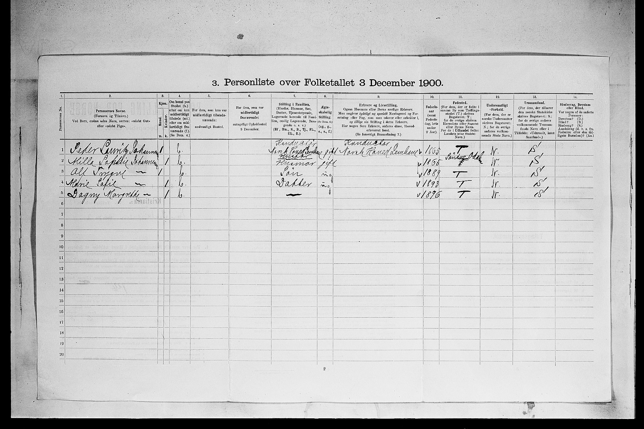 SAO, 1900 census for Kristiania, 1900, p. 19444