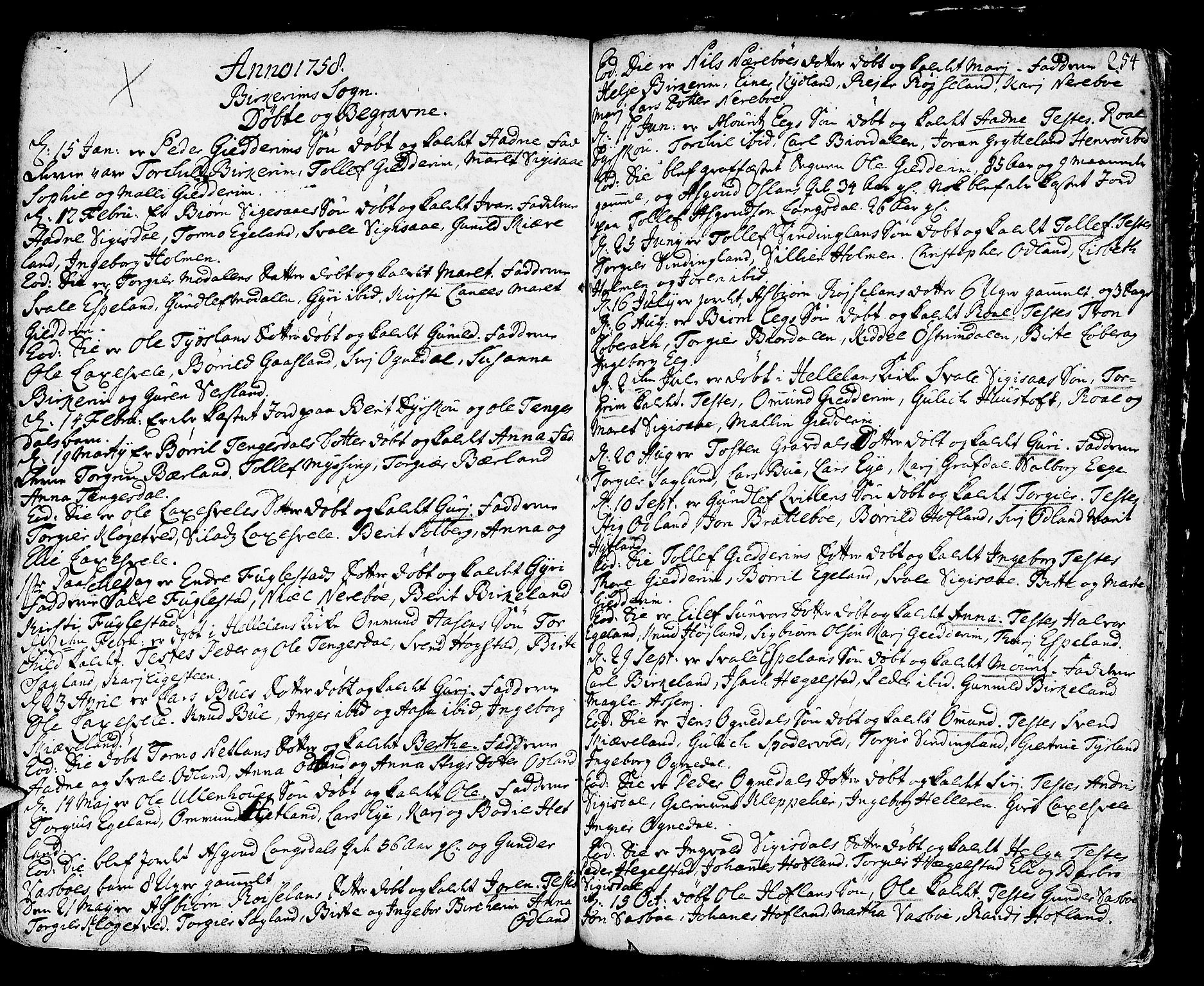 Helleland sokneprestkontor, SAST/A-101810: Parish register (official) no. A 1 /2, 1713-1761, p. 254