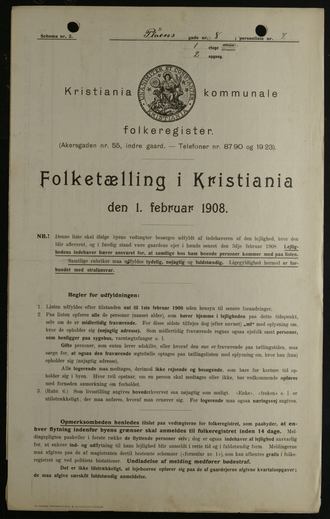 OBA, Municipal Census 1908 for Kristiania, 1908, p. 72583