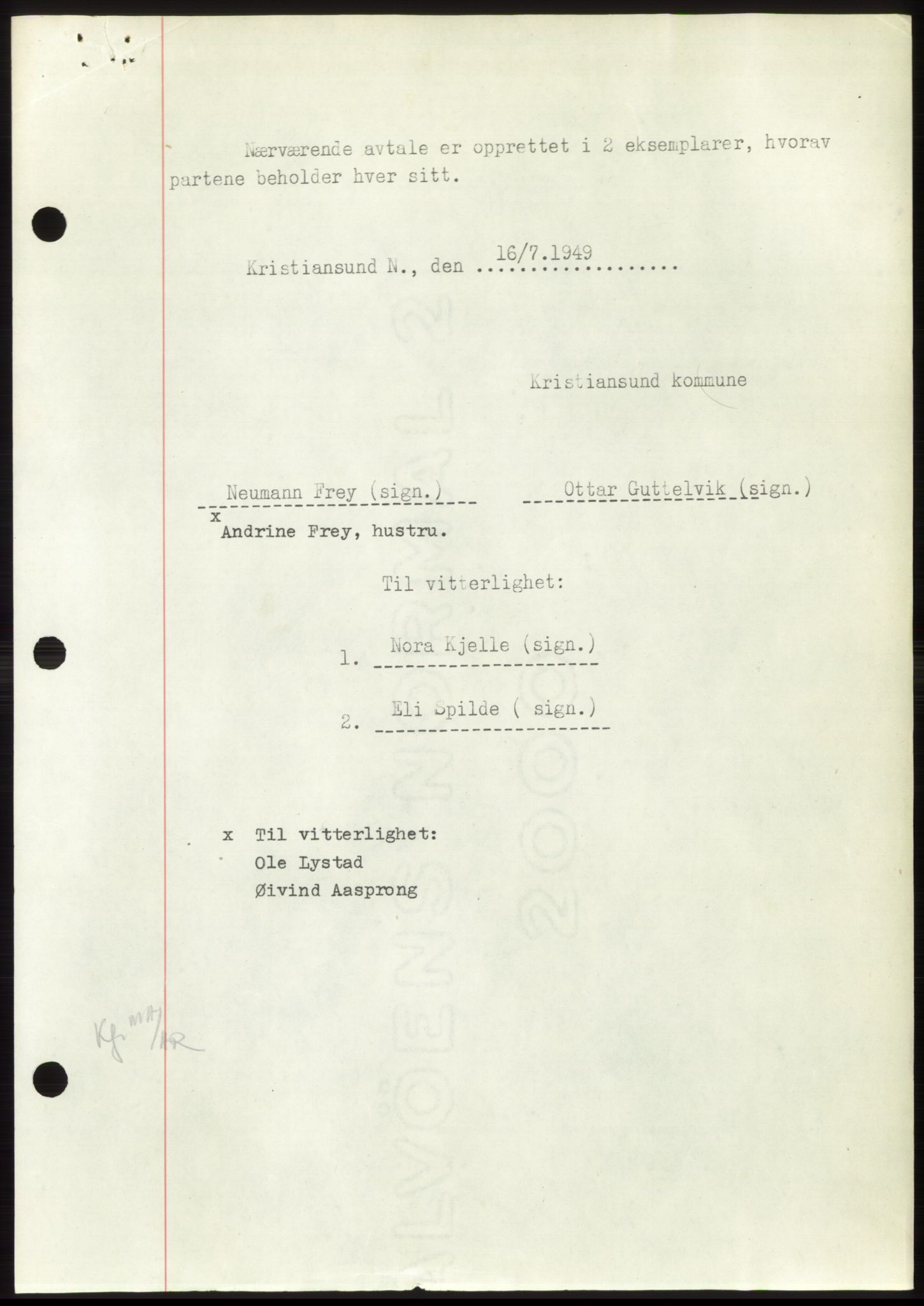 Nordmøre sorenskriveri, AV/SAT-A-4132/1/2/2Ca: Mortgage book no. B103, 1949-1950, Diary no: : 3224/1949