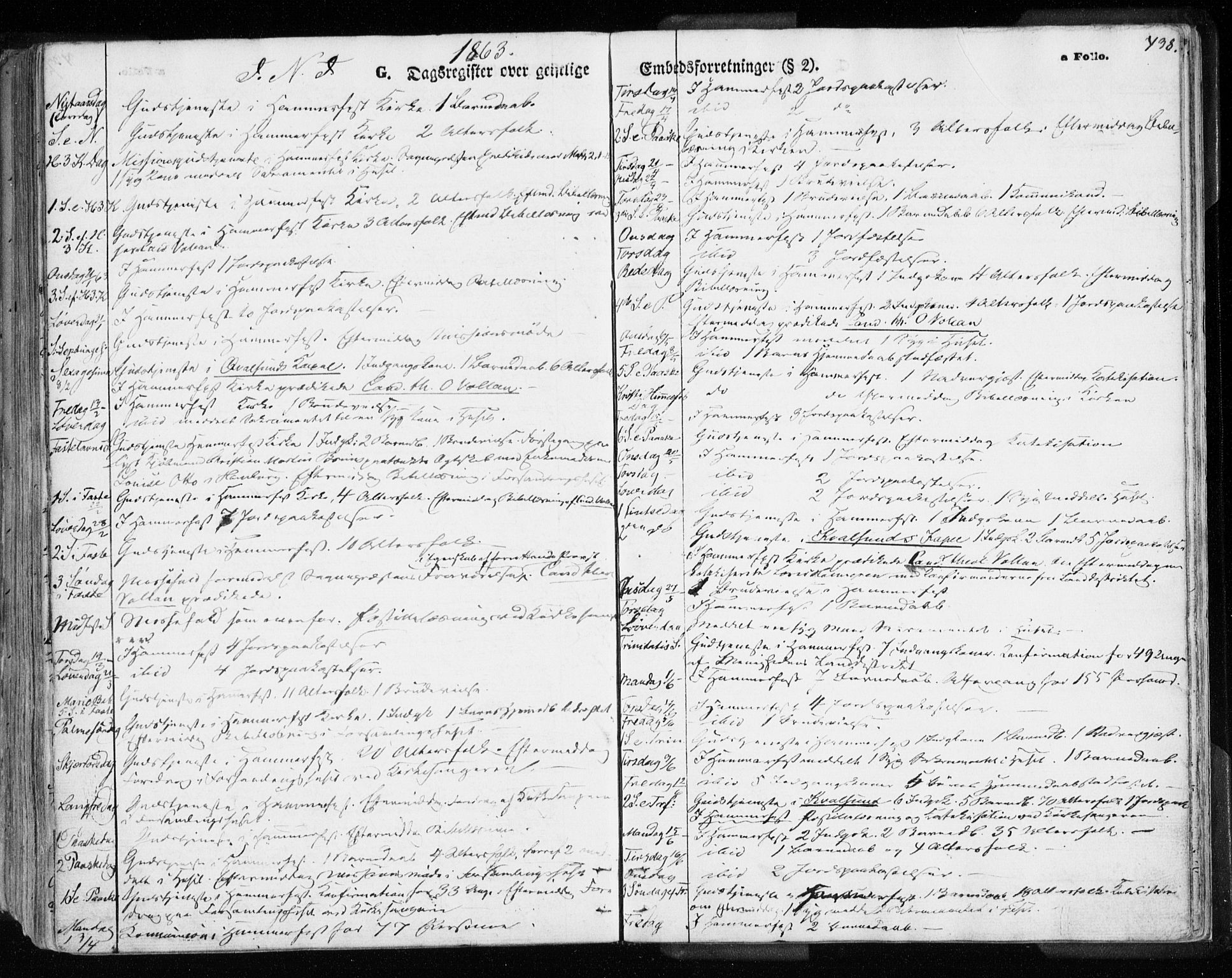 Hammerfest sokneprestkontor, SATØ/S-1347/H/Ha/L0005.kirke: Parish register (official) no. 5, 1857-1869, p. 438