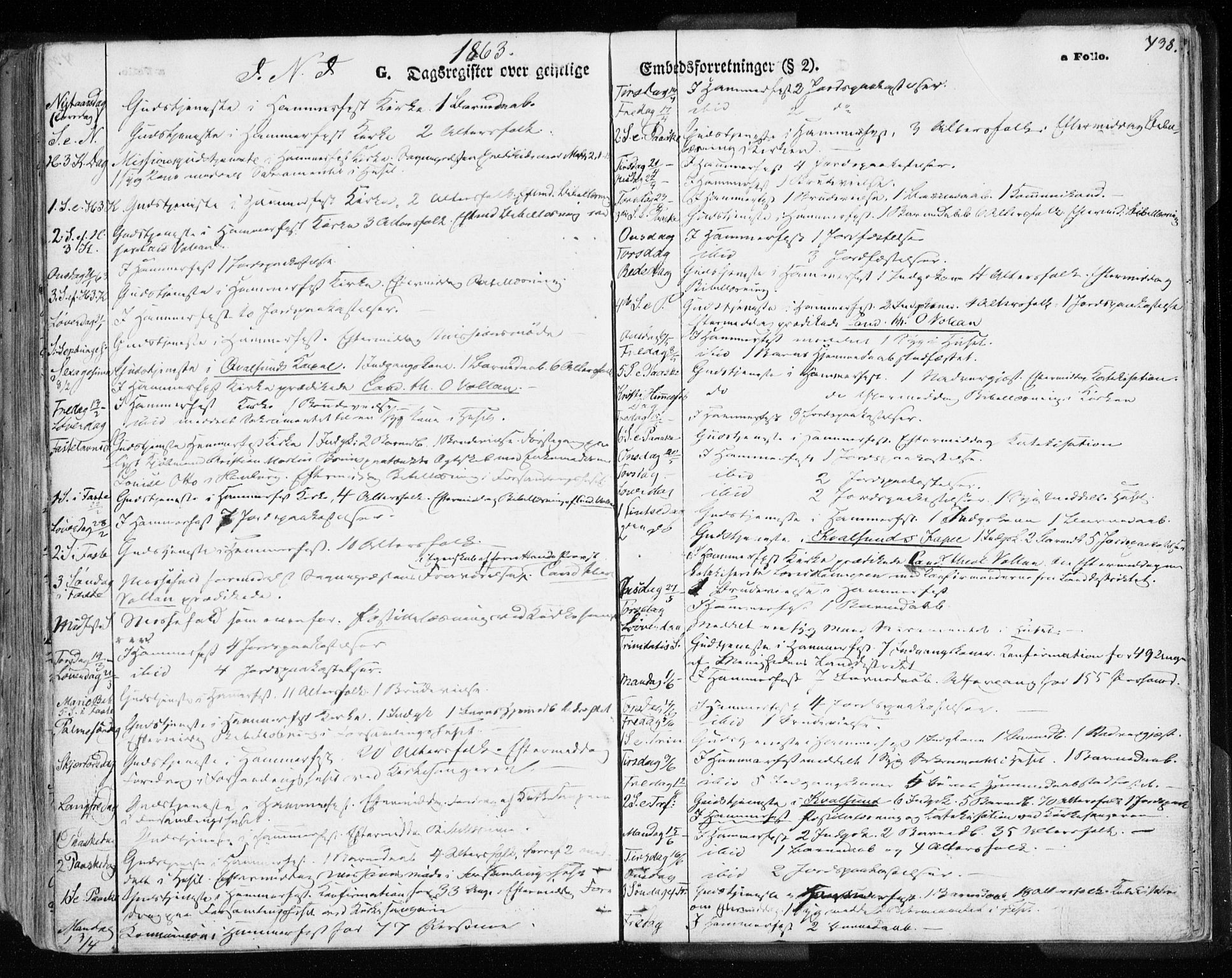 Hammerfest sokneprestkontor, AV/SATØ-S-1347/H/Ha/L0005.kirke: Parish register (official) no. 5, 1857-1869, p. 438