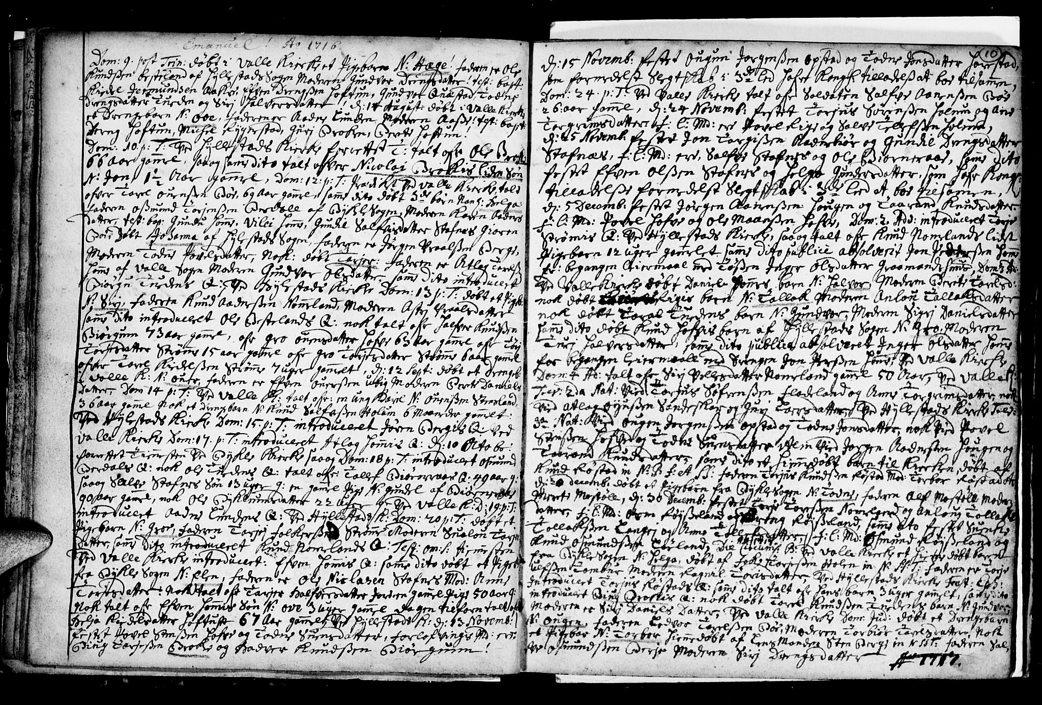 Valle sokneprestkontor, SAK/1111-0044/F/Fa/Fac/L0001: Parish register (official) no. A 1, 1714-1745, p. 10