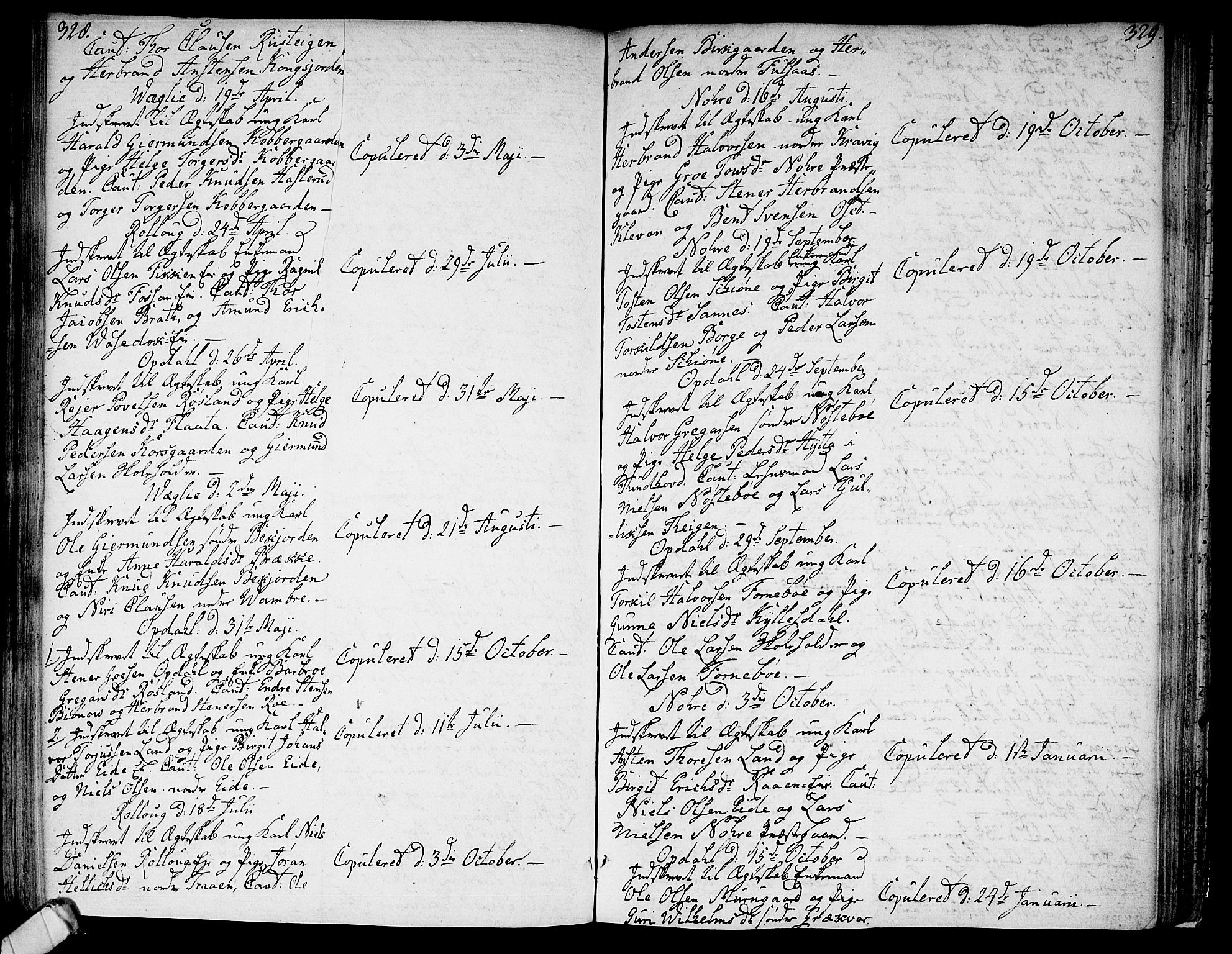 Rollag kirkebøker, SAKO/A-240/F/Fa/L0005: Parish register (official) no. I 5, 1792-1814, p. 328-329