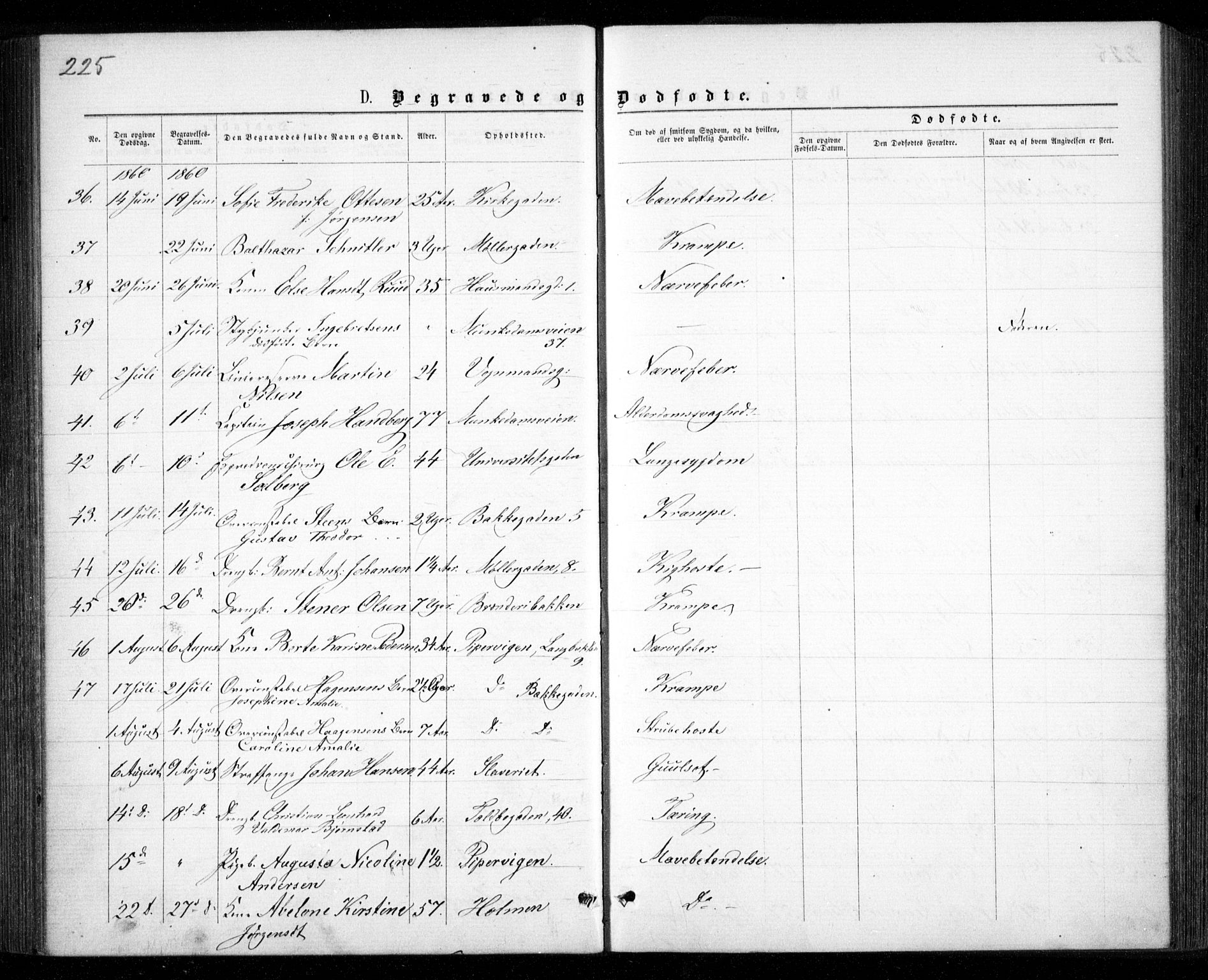 Garnisonsmenigheten Kirkebøker, SAO/A-10846/G/Ga/L0006: Parish register (copy) no. 6, 1860-1880, p. 225