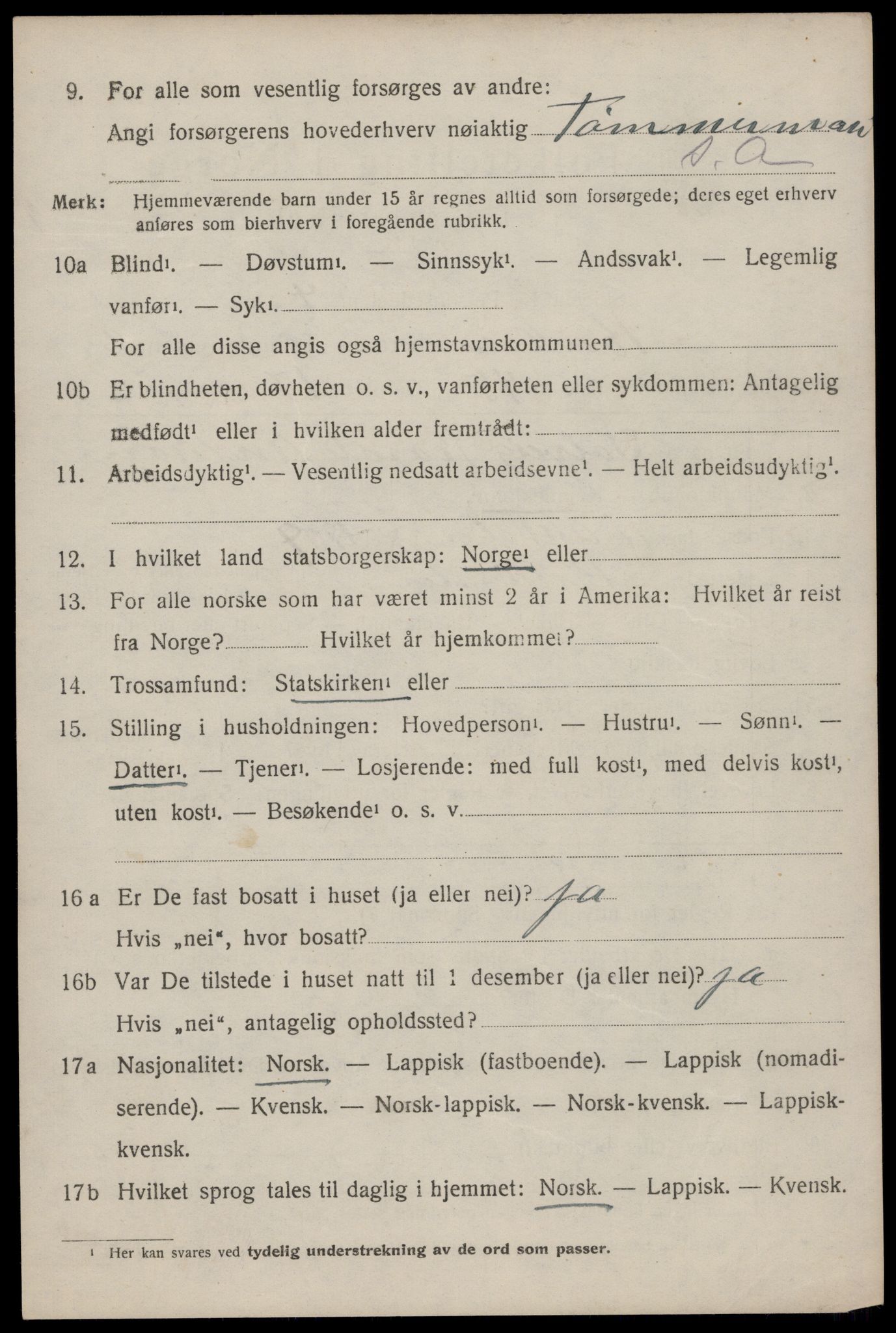 SAT, 1920 census for Buksnes, 1920, p. 3924