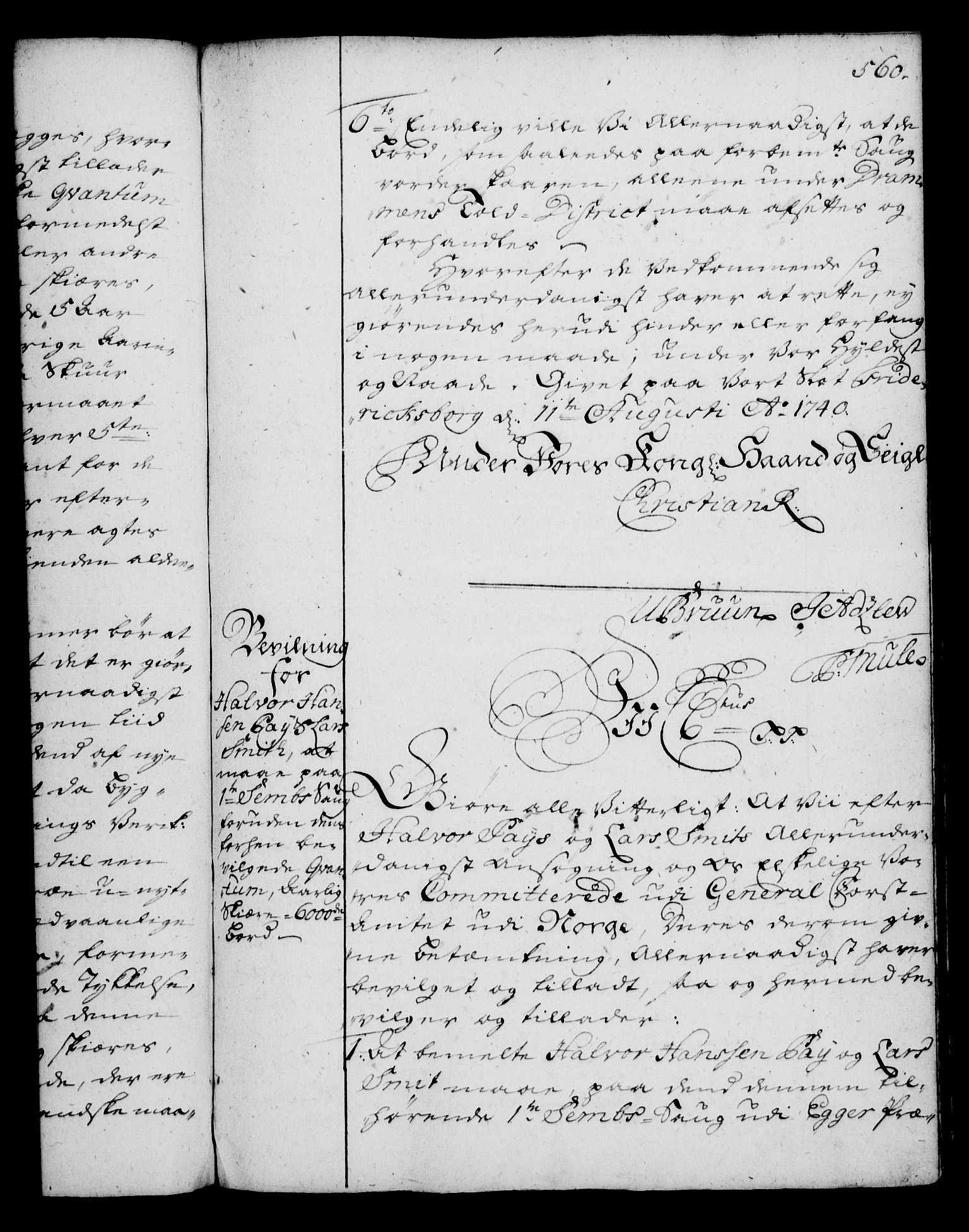 Rentekammeret, Kammerkanselliet, AV/RA-EA-3111/G/Gg/Gga/L0004: Norsk ekspedisjonsprotokoll med register (merket RK 53.4), 1734-1741, p. 560