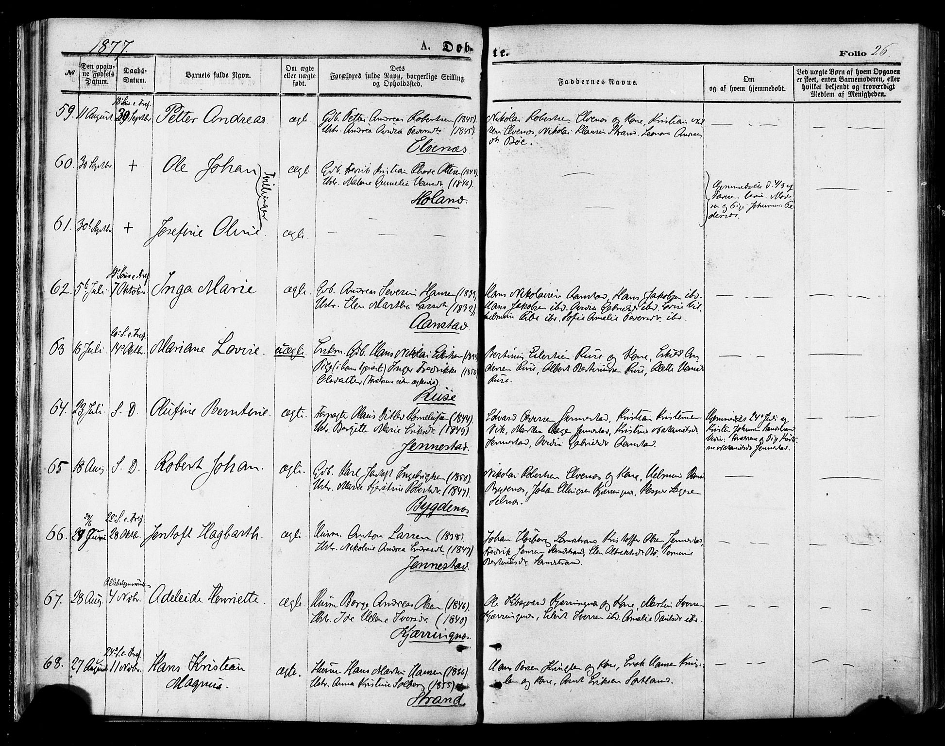 Ministerialprotokoller, klokkerbøker og fødselsregistre - Nordland, AV/SAT-A-1459/895/L1370: Parish register (official) no. 895A05, 1873-1884, p. 26