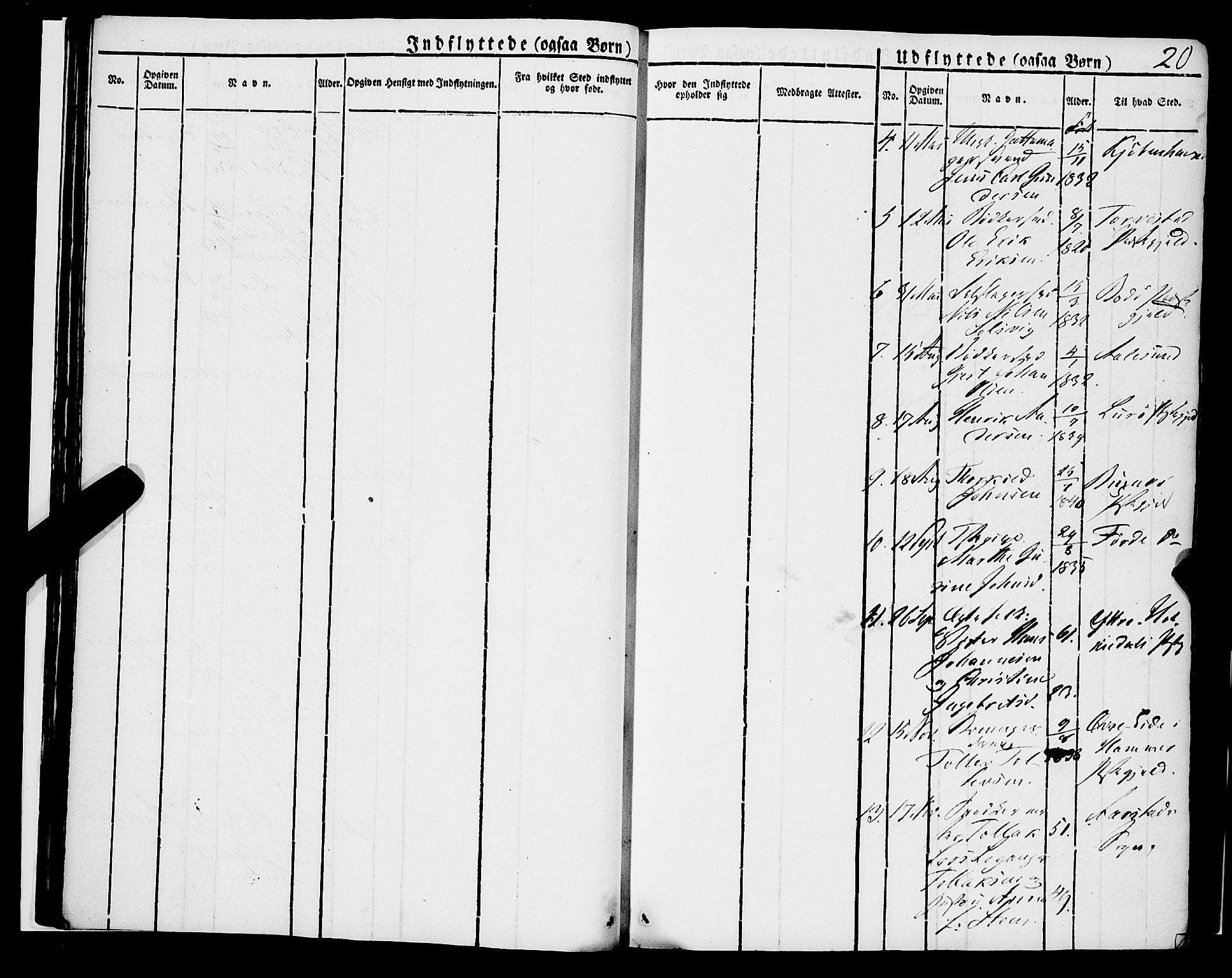 Korskirken sokneprestembete, AV/SAB-A-76101/H/Haa/L0050: Parish register (official) no. F 1, 1821-1869, p. 20