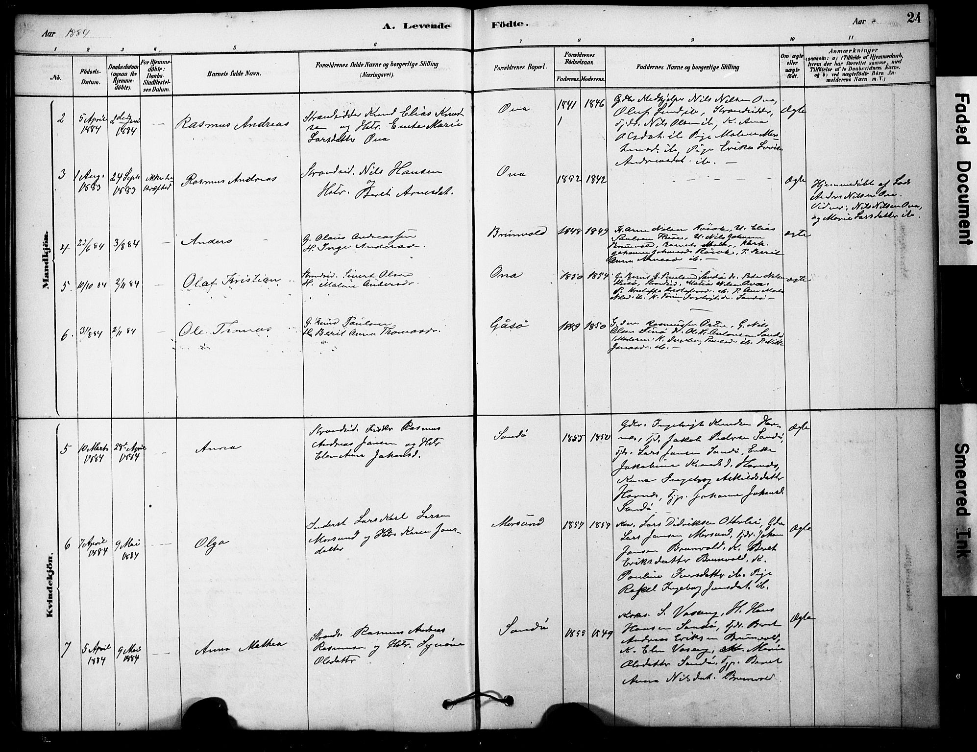 Ministerialprotokoller, klokkerbøker og fødselsregistre - Møre og Romsdal, AV/SAT-A-1454/561/L0729: Parish register (official) no. 561A03, 1878-1900, p. 24