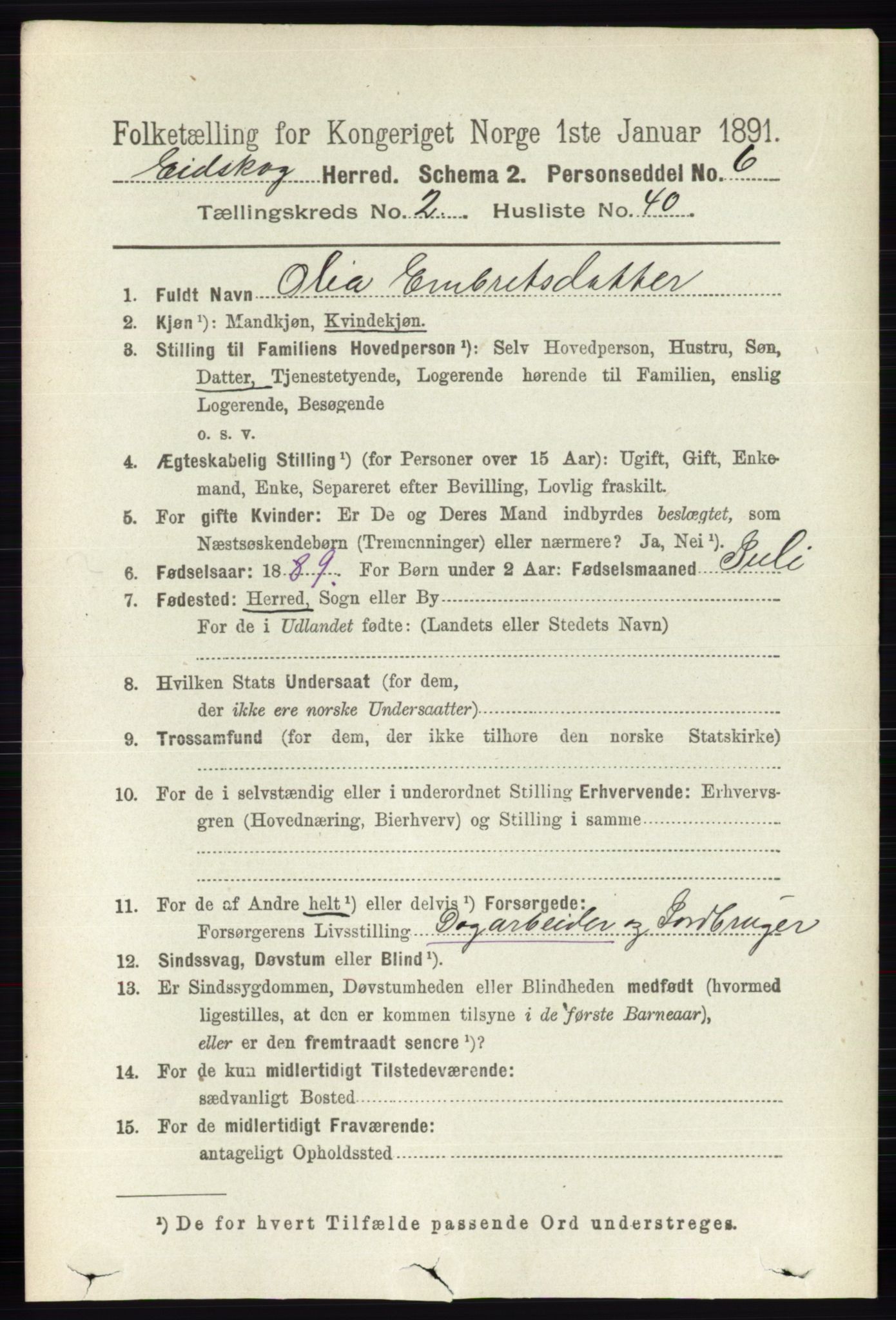 RA, 1891 census for 0420 Eidskog, 1891, p. 768