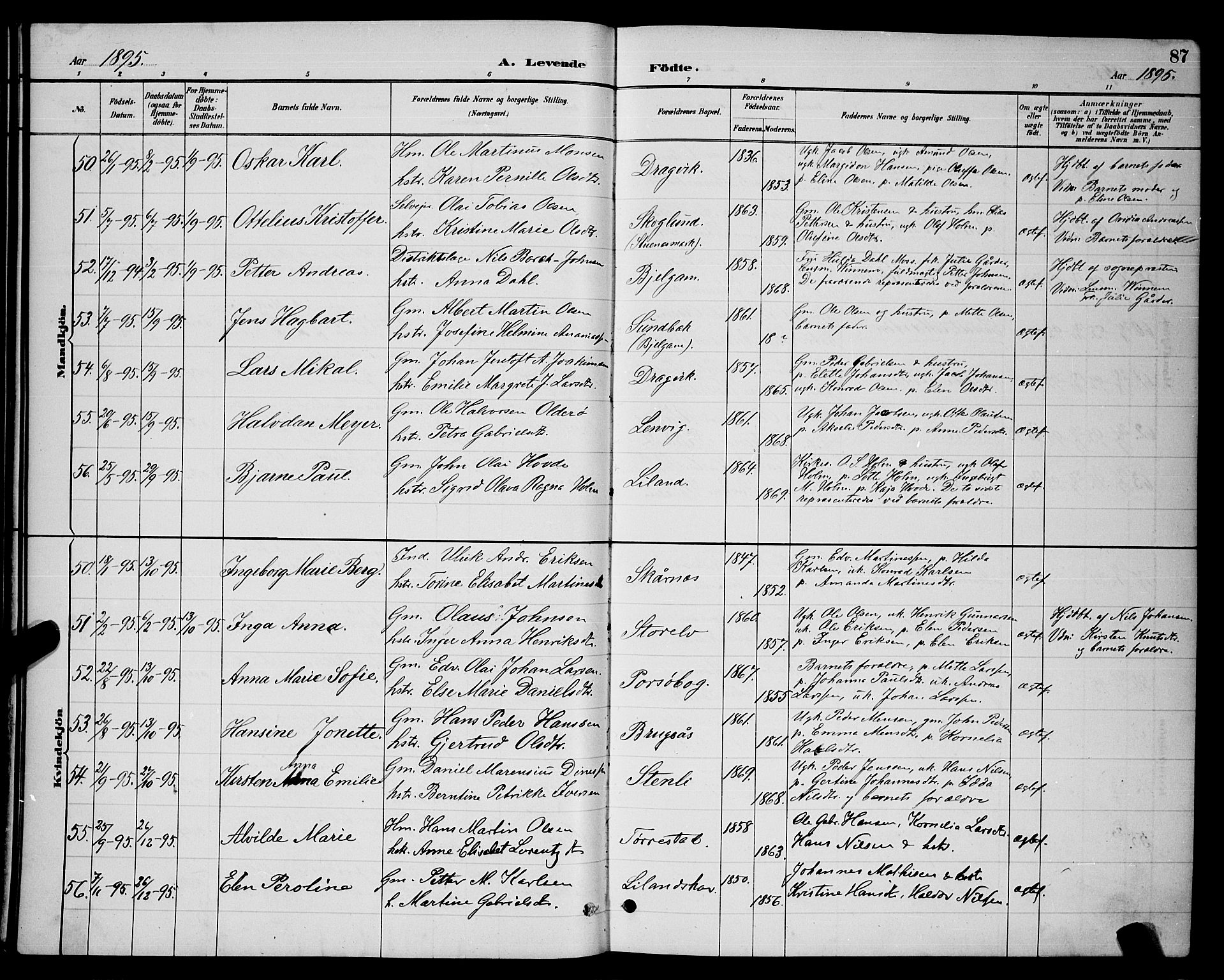 Ministerialprotokoller, klokkerbøker og fødselsregistre - Nordland, AV/SAT-A-1459/863/L0914: Parish register (copy) no. 863C04, 1886-1897, p. 87