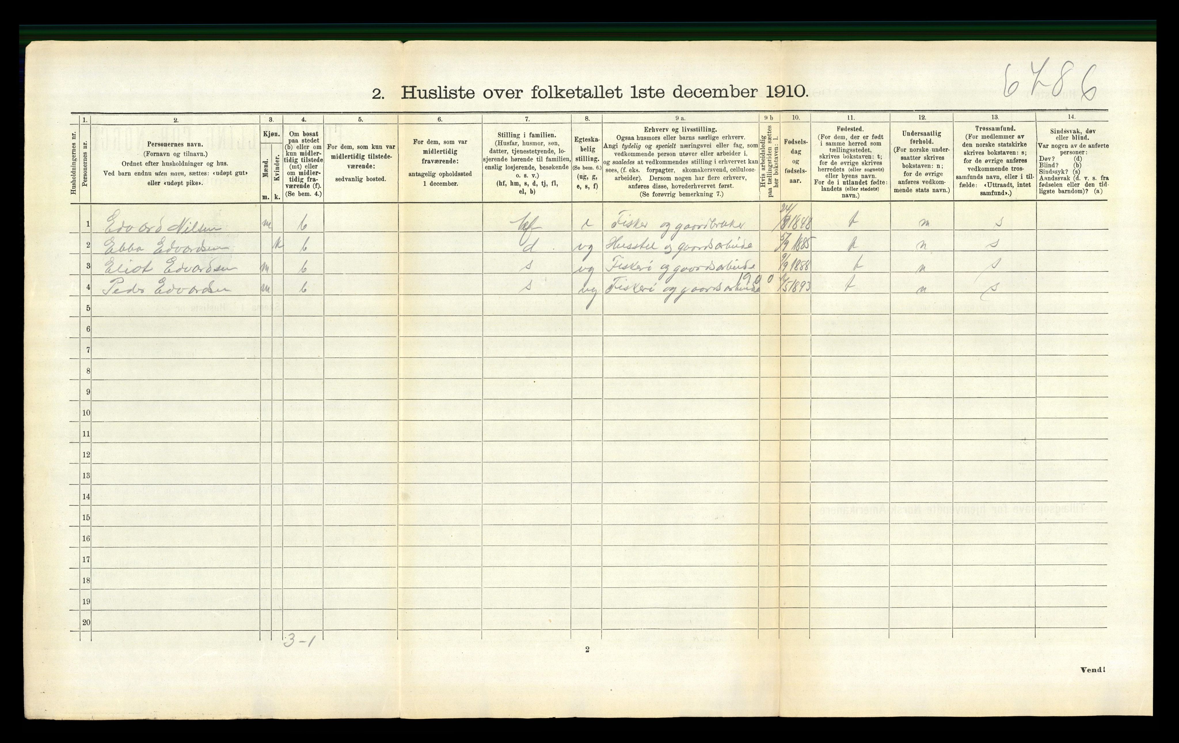 RA, 1910 census for Borge, 1910, p. 990