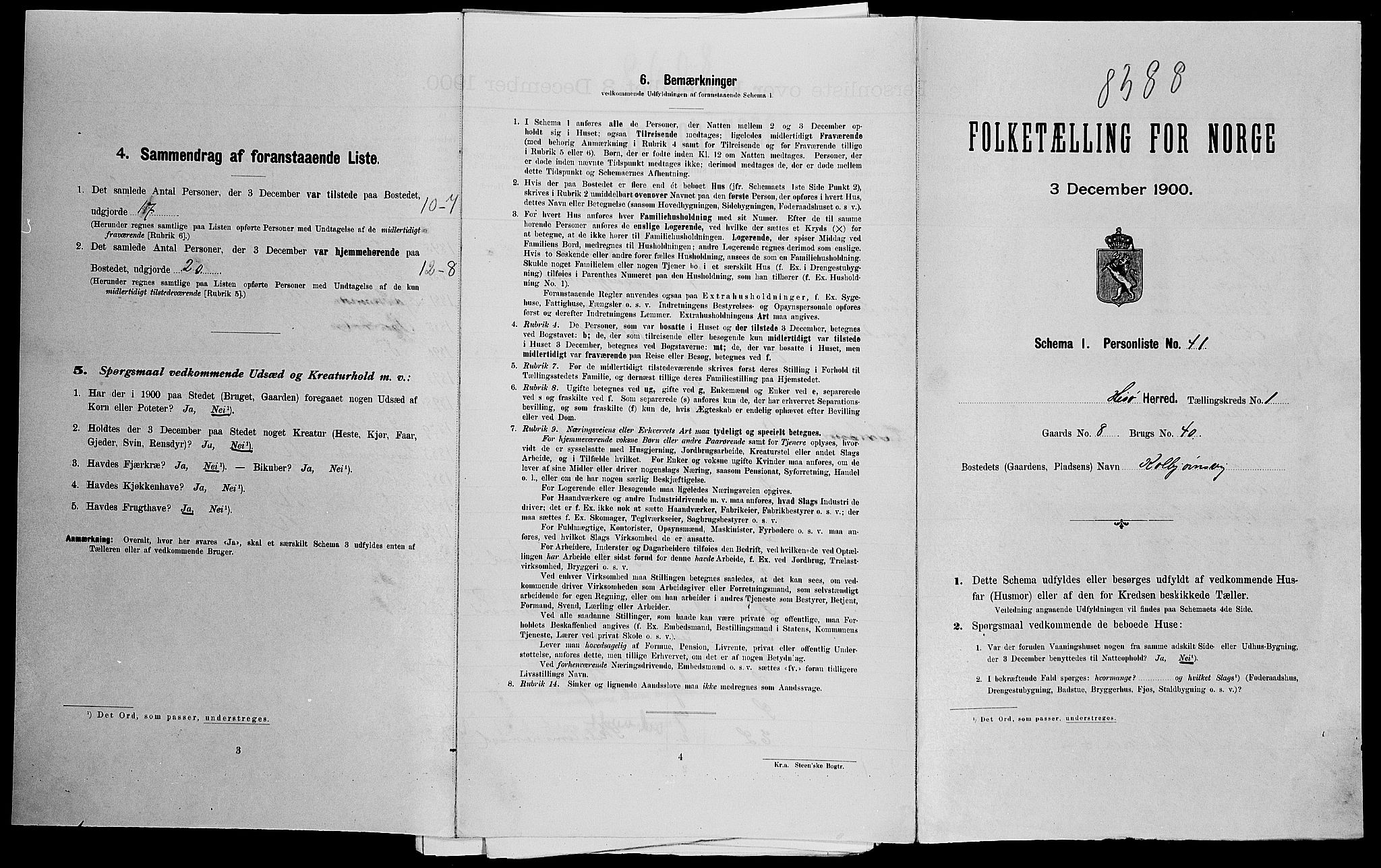 SAK, 1900 census for Hisøy, 1900, p. 155