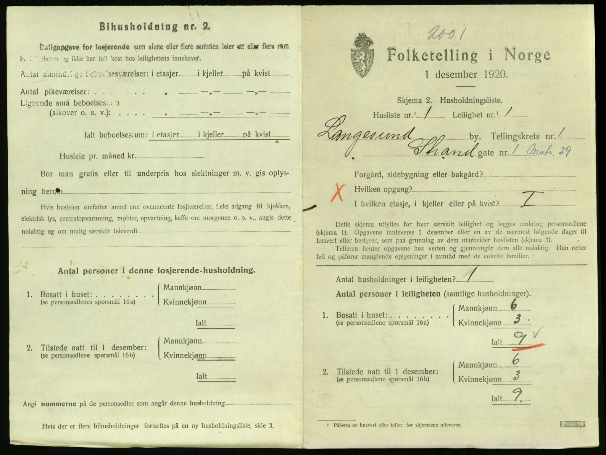 SAKO, 1920 census for Langesund, 1920, p. 745