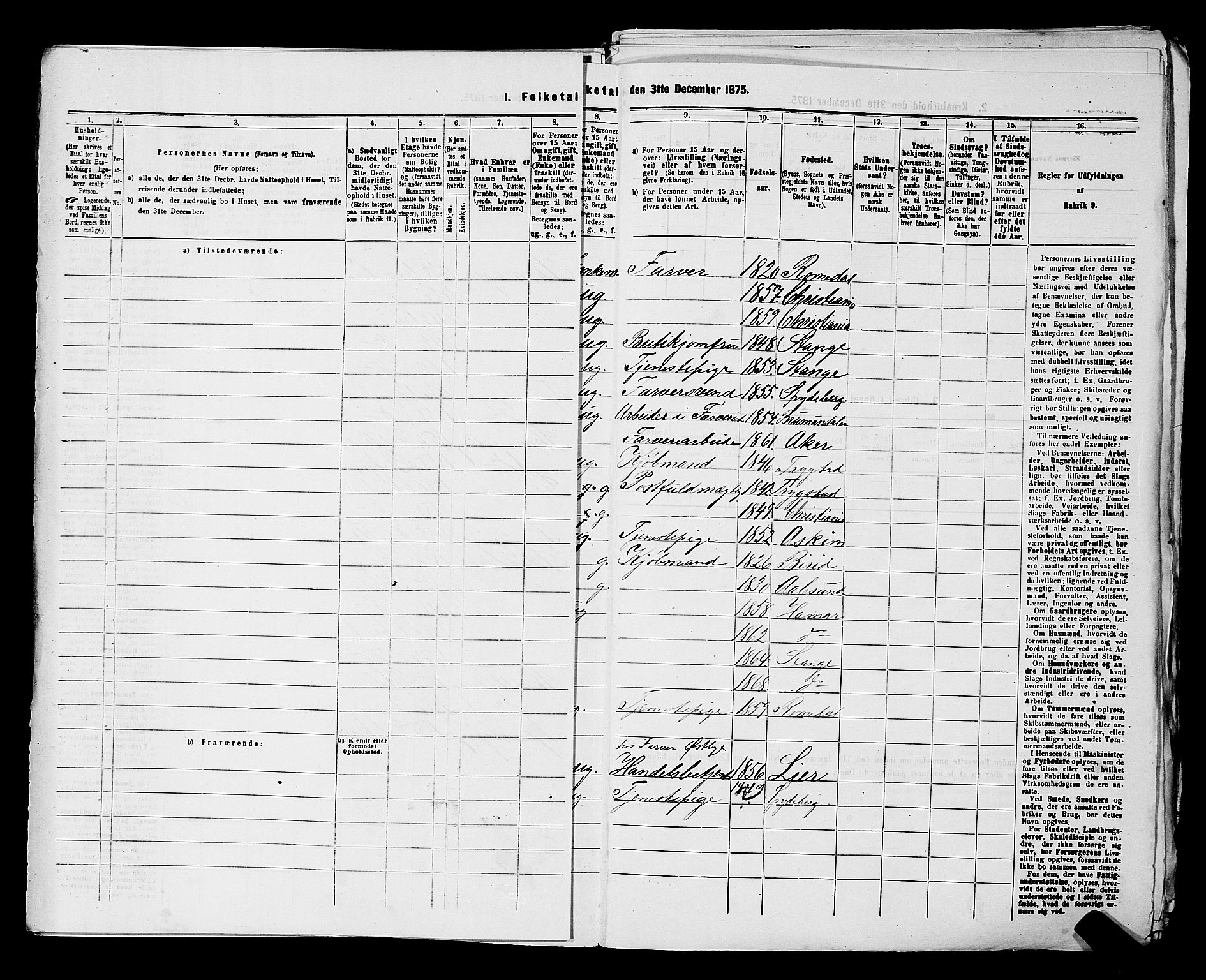 RA, 1875 census for 0301 Kristiania, 1875, p. 2012