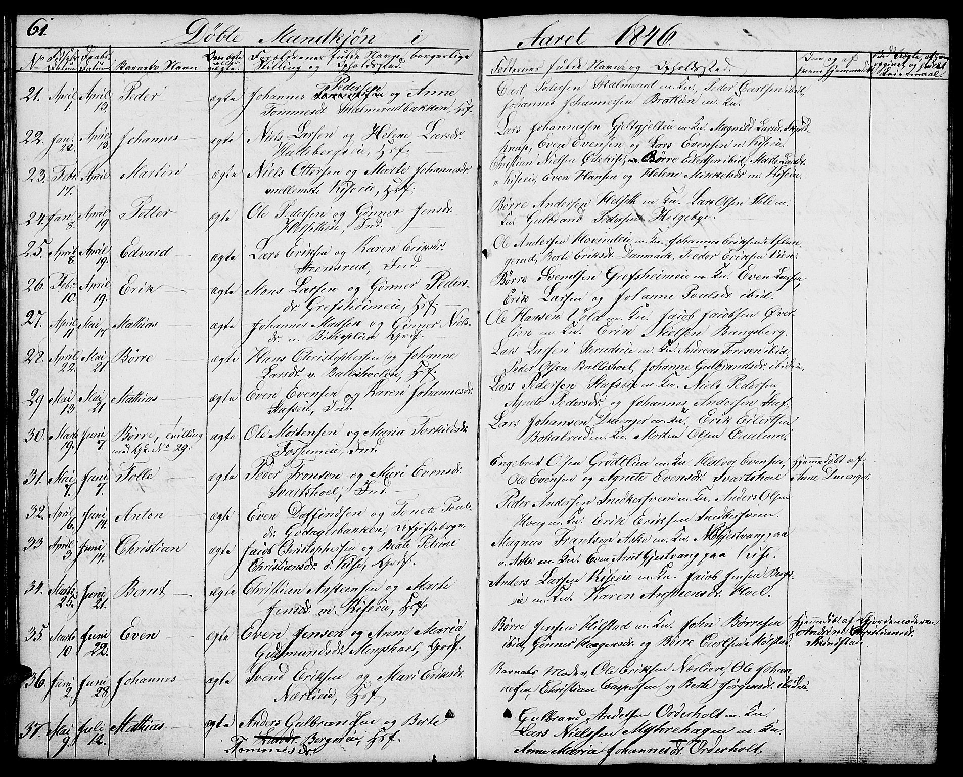 Nes prestekontor, Hedmark, AV/SAH-PREST-020/L/La/L0004: Parish register (copy) no. 4, 1832-1861, p. 61