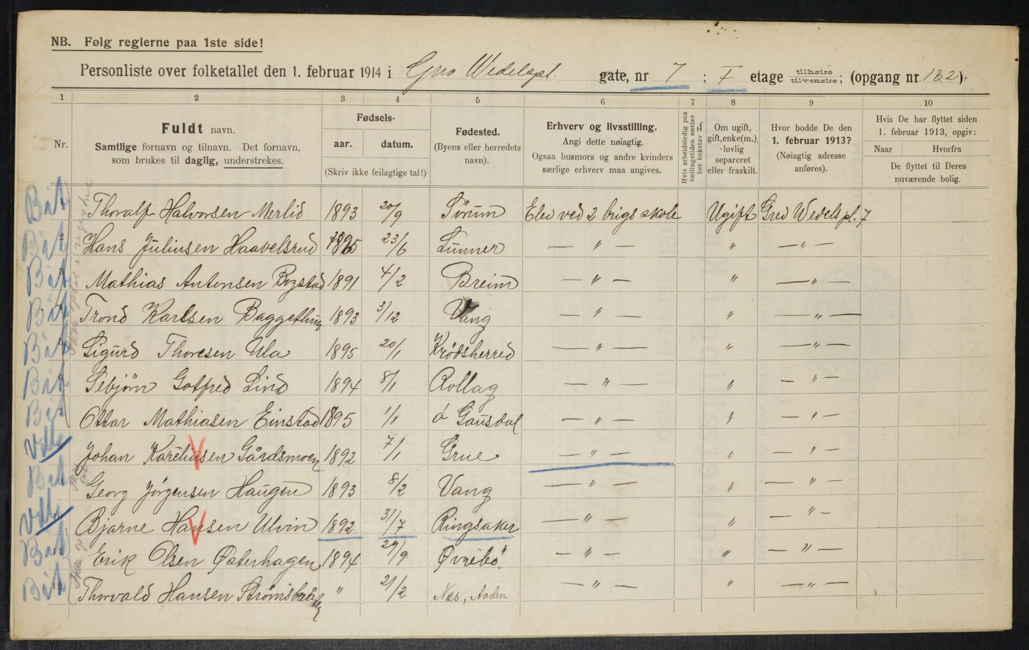 OBA, Municipal Census 1914 for Kristiania, 1914, p. 30066