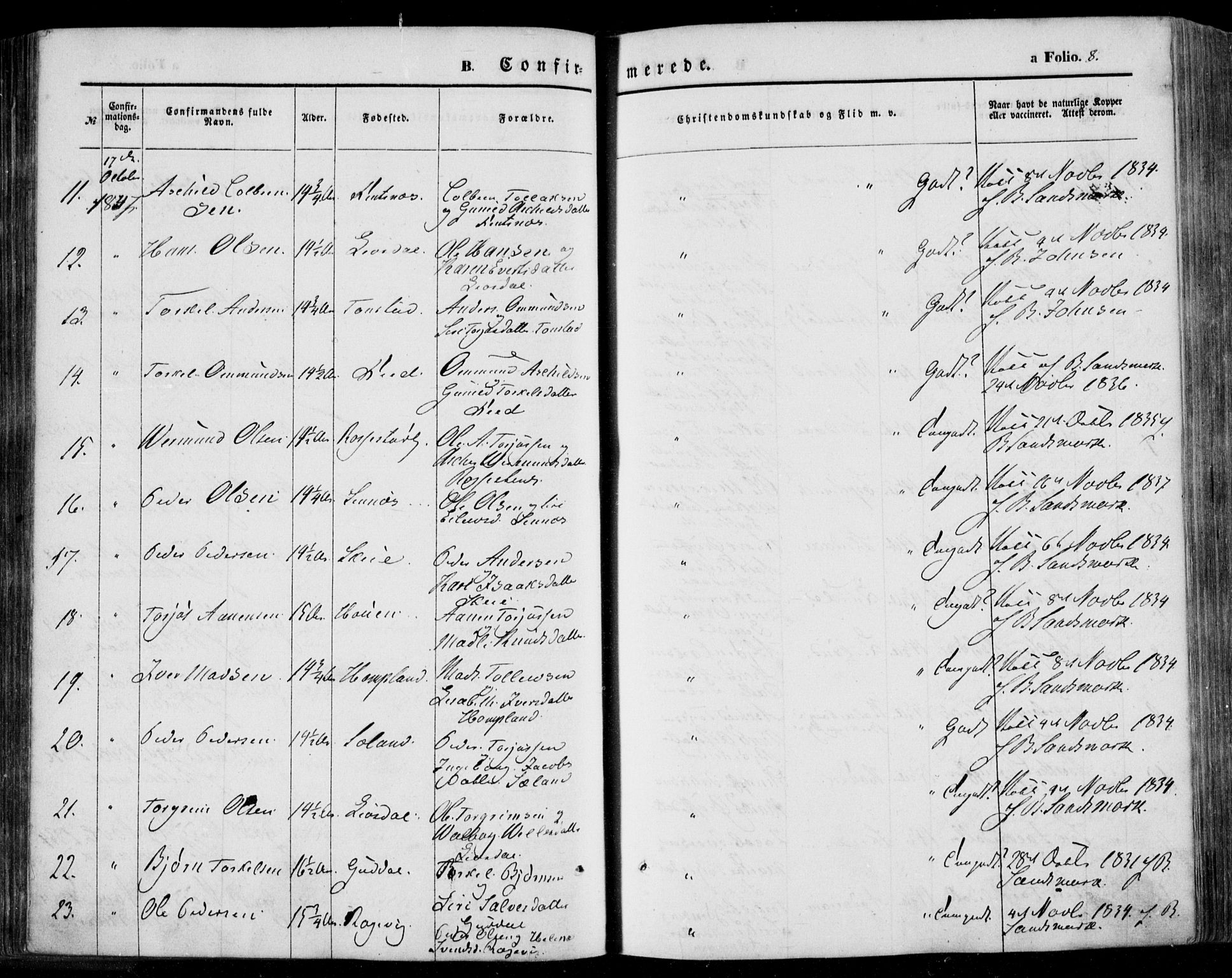 Bakke sokneprestkontor, AV/SAK-1111-0002/F/Fa/Faa/L0005: Parish register (official) no. A 5, 1847-1855, p. 8