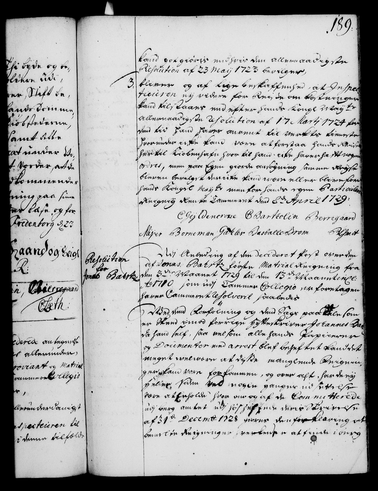 Rentekammeret, Kammerkanselliet, RA/EA-3111/G/Gg/Gga/L0003: Norsk ekspedisjonsprotokoll med register (merket RK 53.3), 1727-1734, p. 189