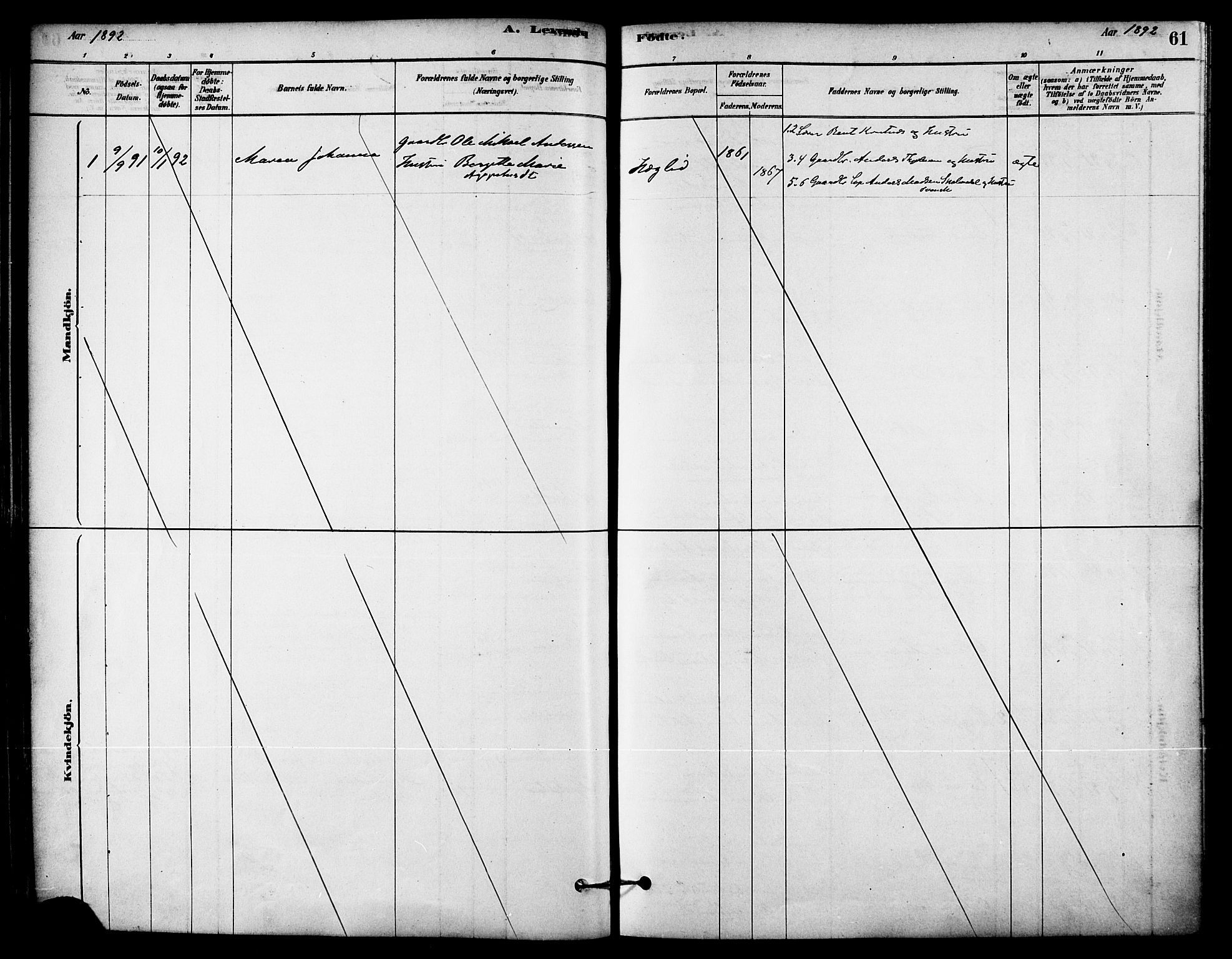 Ministerialprotokoller, klokkerbøker og fødselsregistre - Nordland, AV/SAT-A-1459/823/L0325: Parish register (official) no. 823A02, 1878-1898, p. 61