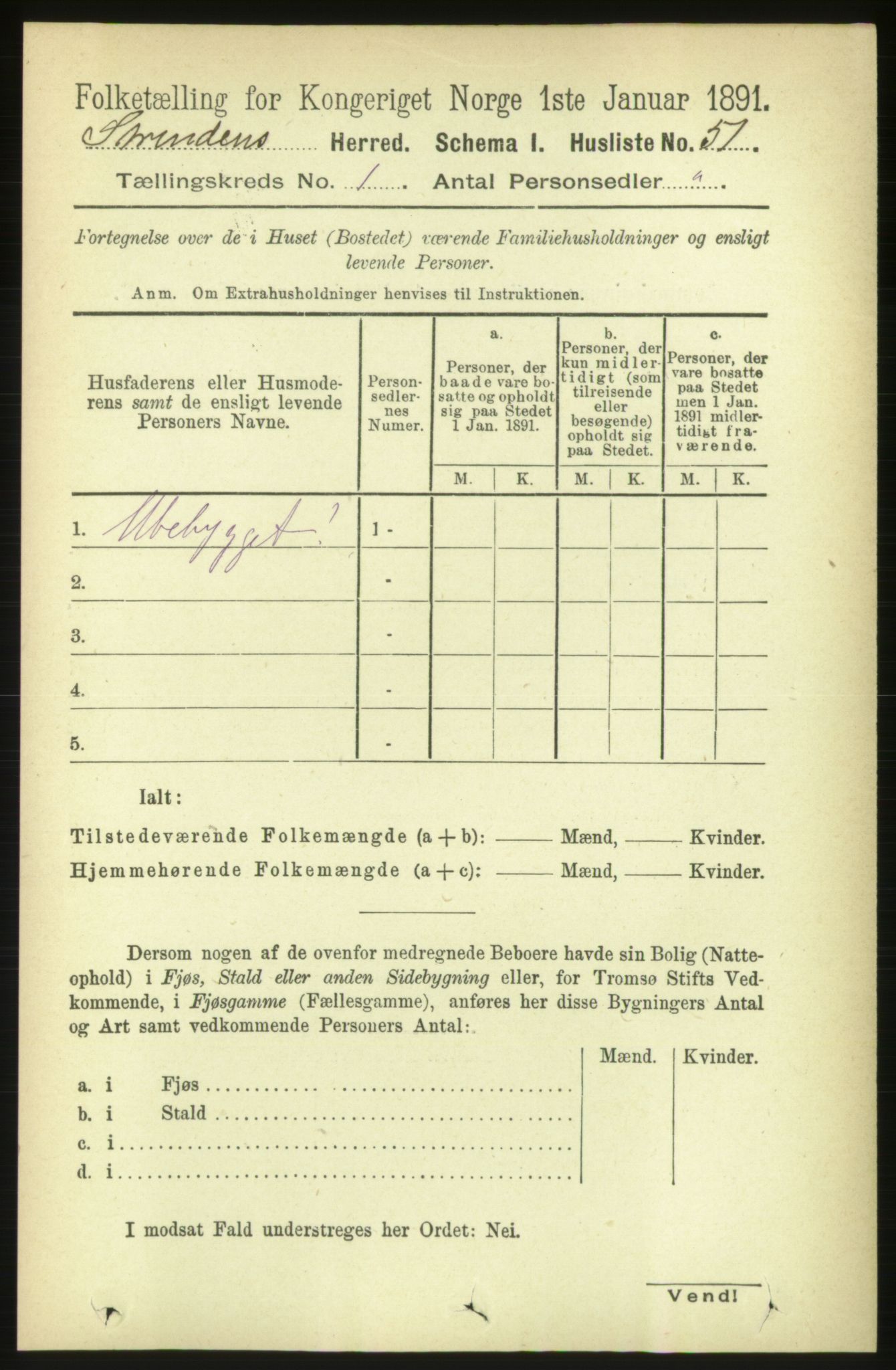 RA, 1891 census for 1660 Strinda, 1891, p. 97