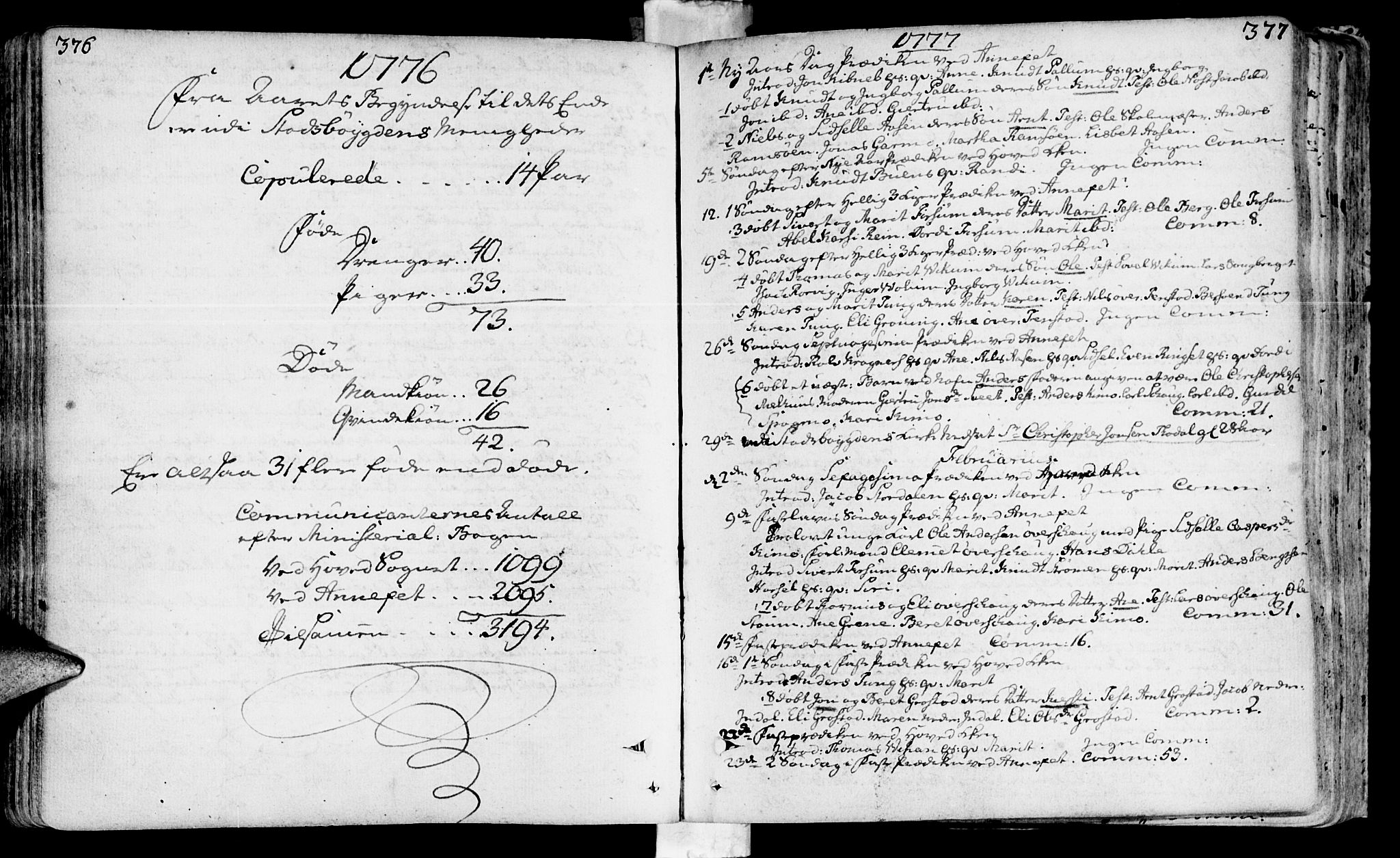 Ministerialprotokoller, klokkerbøker og fødselsregistre - Sør-Trøndelag, SAT/A-1456/646/L0605: Parish register (official) no. 646A03, 1751-1790, p. 376-377