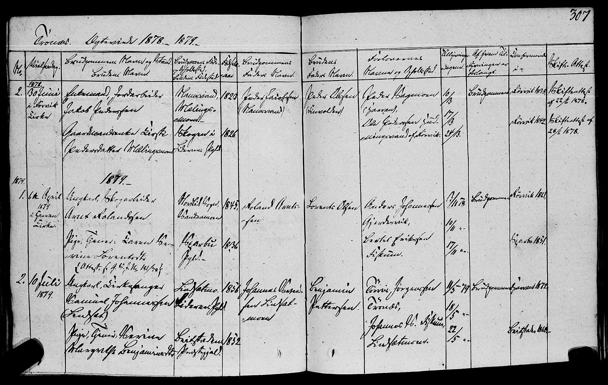 Ministerialprotokoller, klokkerbøker og fødselsregistre - Nord-Trøndelag, SAT/A-1458/762/L0538: Parish register (official) no. 762A02 /2, 1833-1879, p. 307
