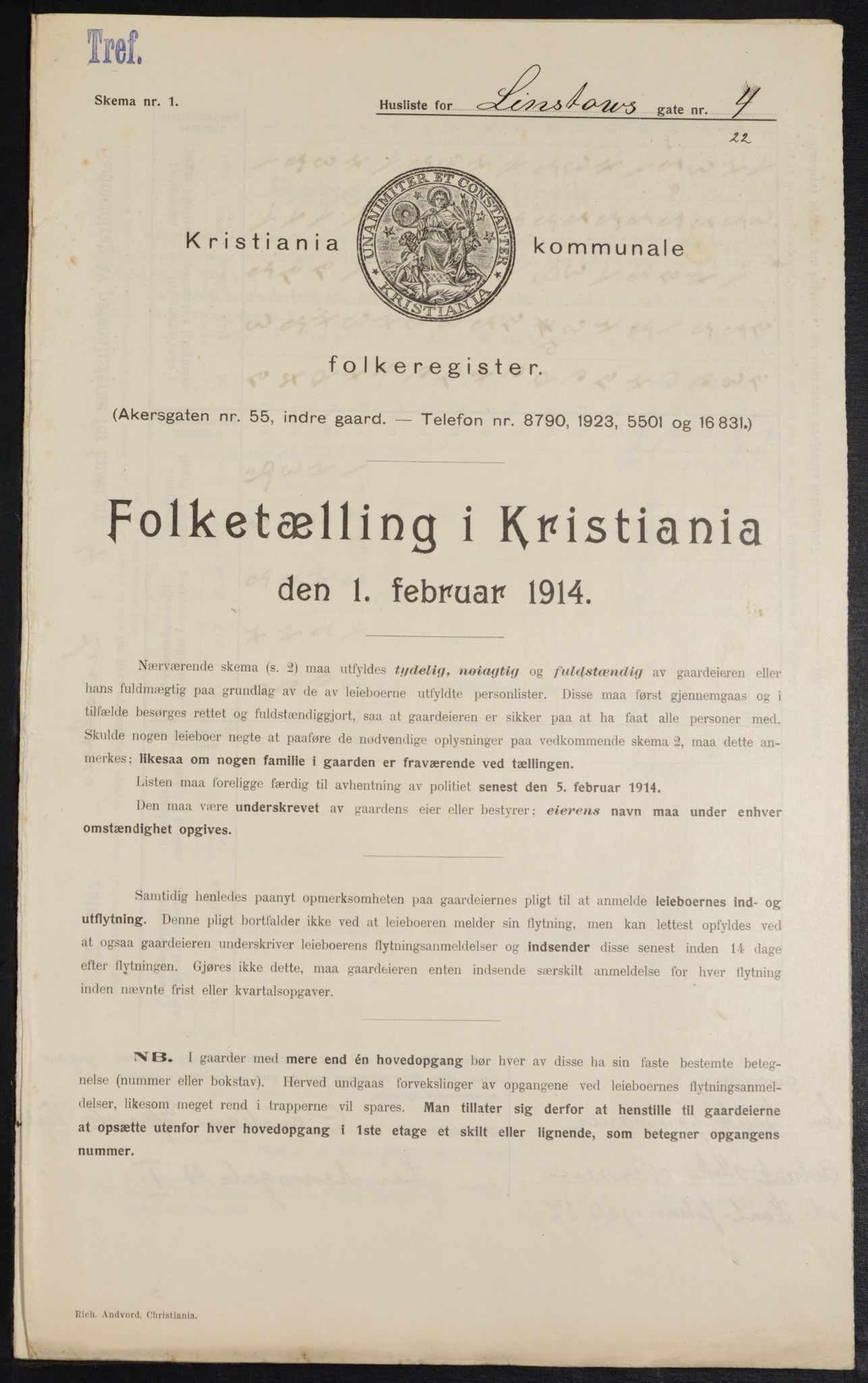 OBA, Municipal Census 1914 for Kristiania, 1914, p. 57627